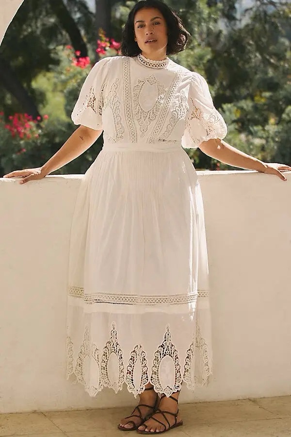 Anthropologie - Forever That Girl Mock-Neck Lace Maxi Dress by Anthropologie - Pickle Anthropologie - Forever That Girl Mock-Neck Lace Maxi Dress by Anthropologie - Pickle