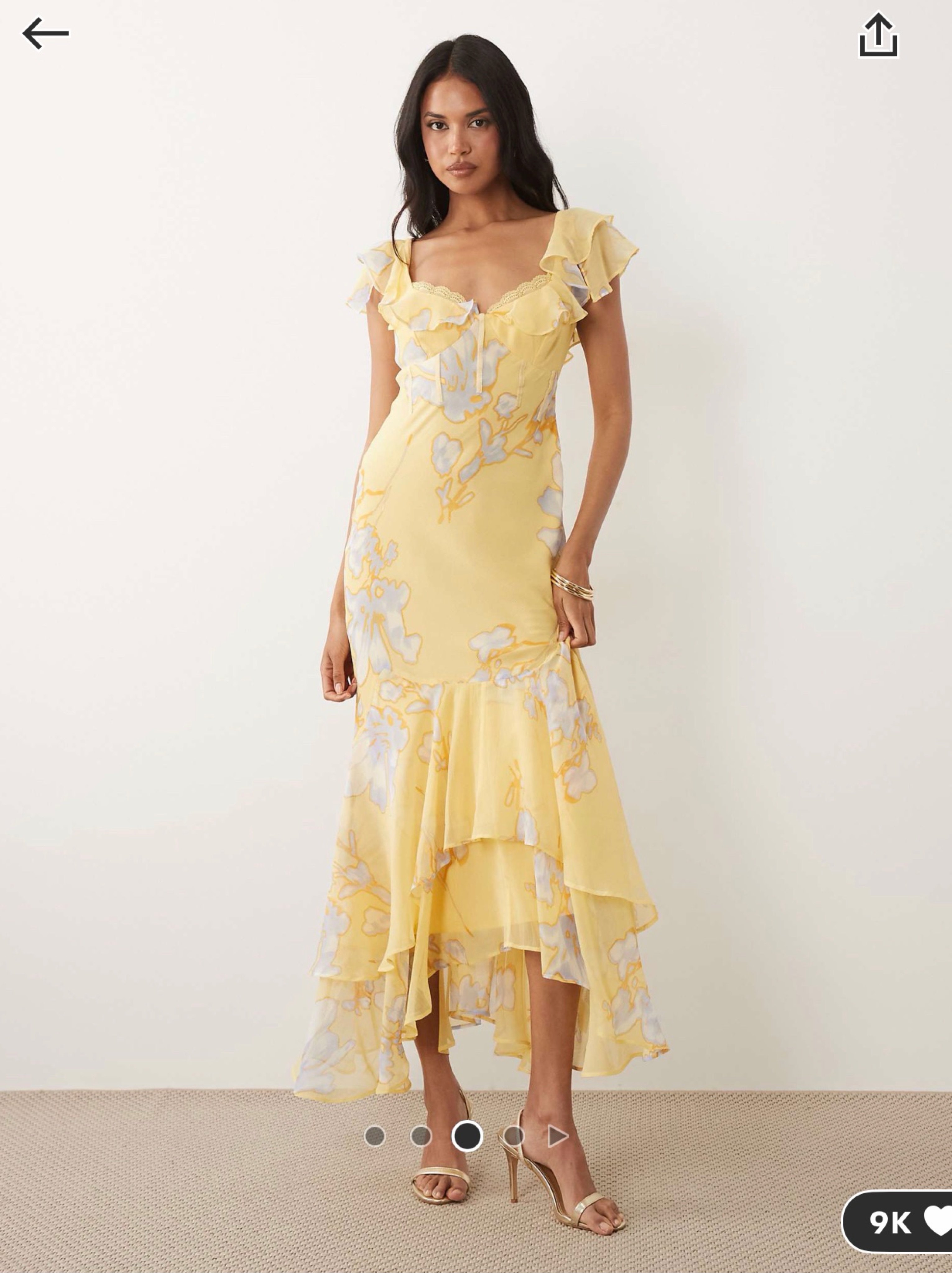 asos yellow embroidered dress ASOS Floral Embroidered Tiered Maxi Dress in Yellow