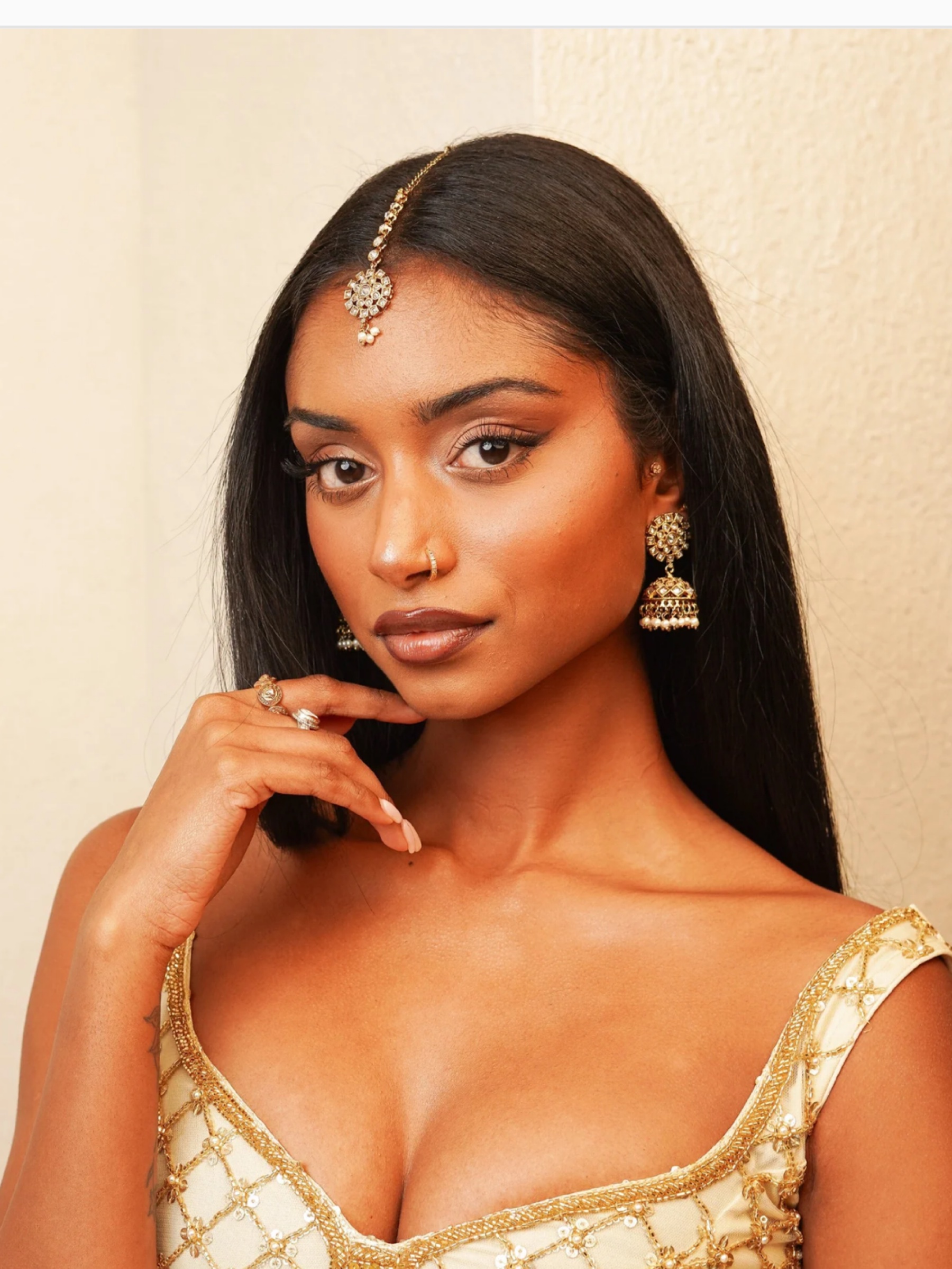 Gold Pearl Jhumka Chandelier Earrings