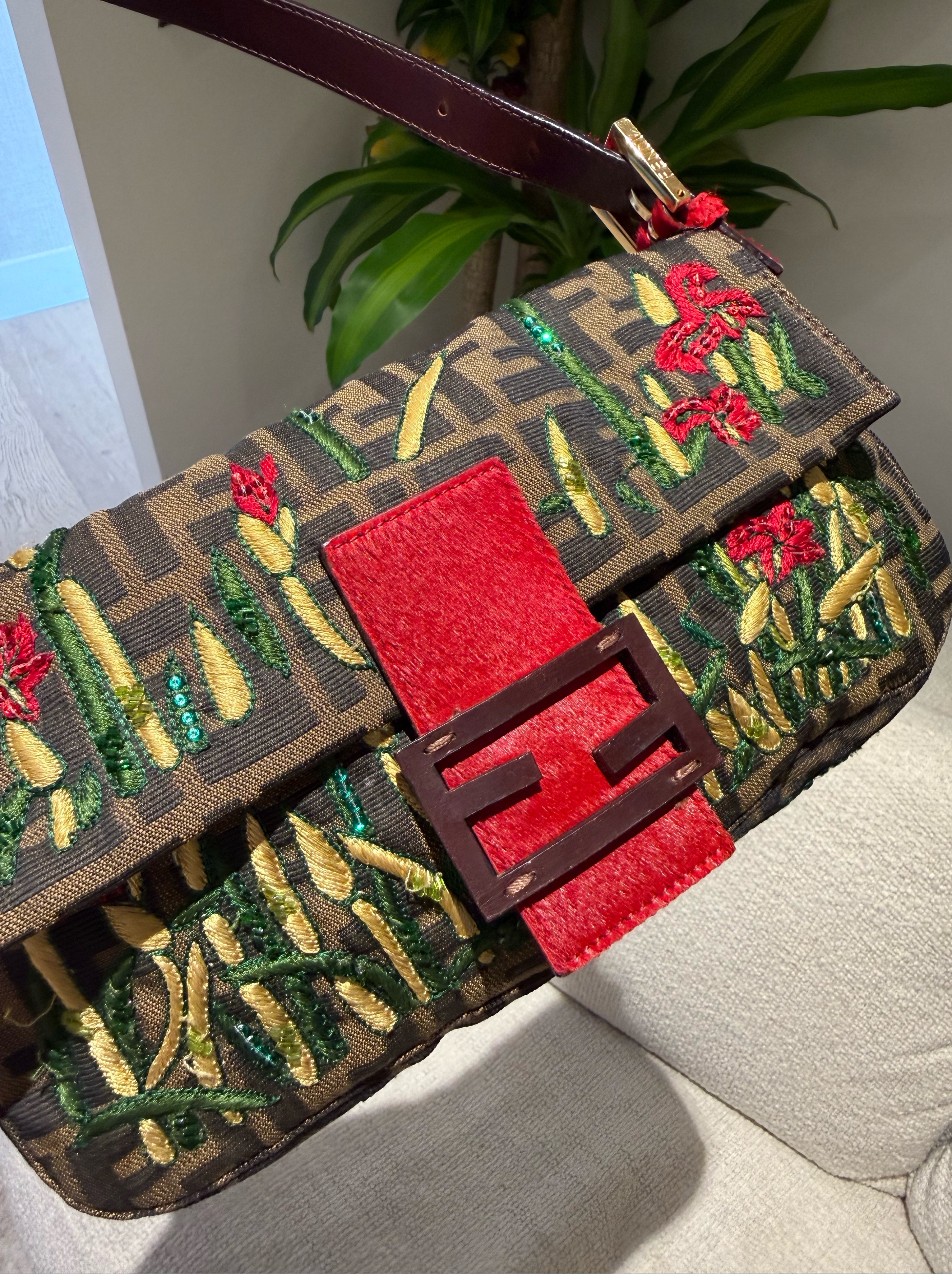 Rare Vintage Y2K Fendi Zucca Baguette Shoulder Bag