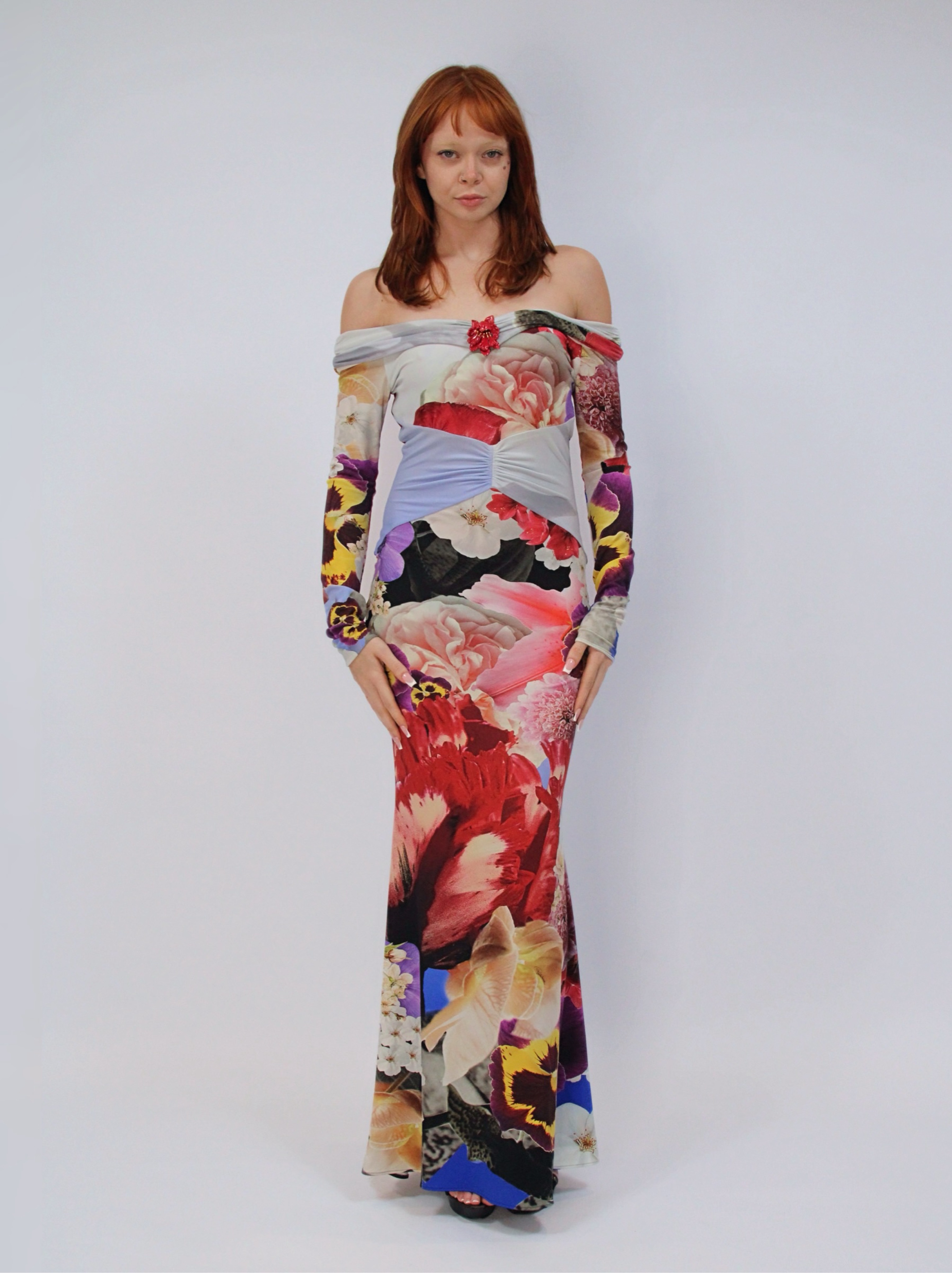 Roberto Cavalli Araki Print off the shoulder dress *Vintage*