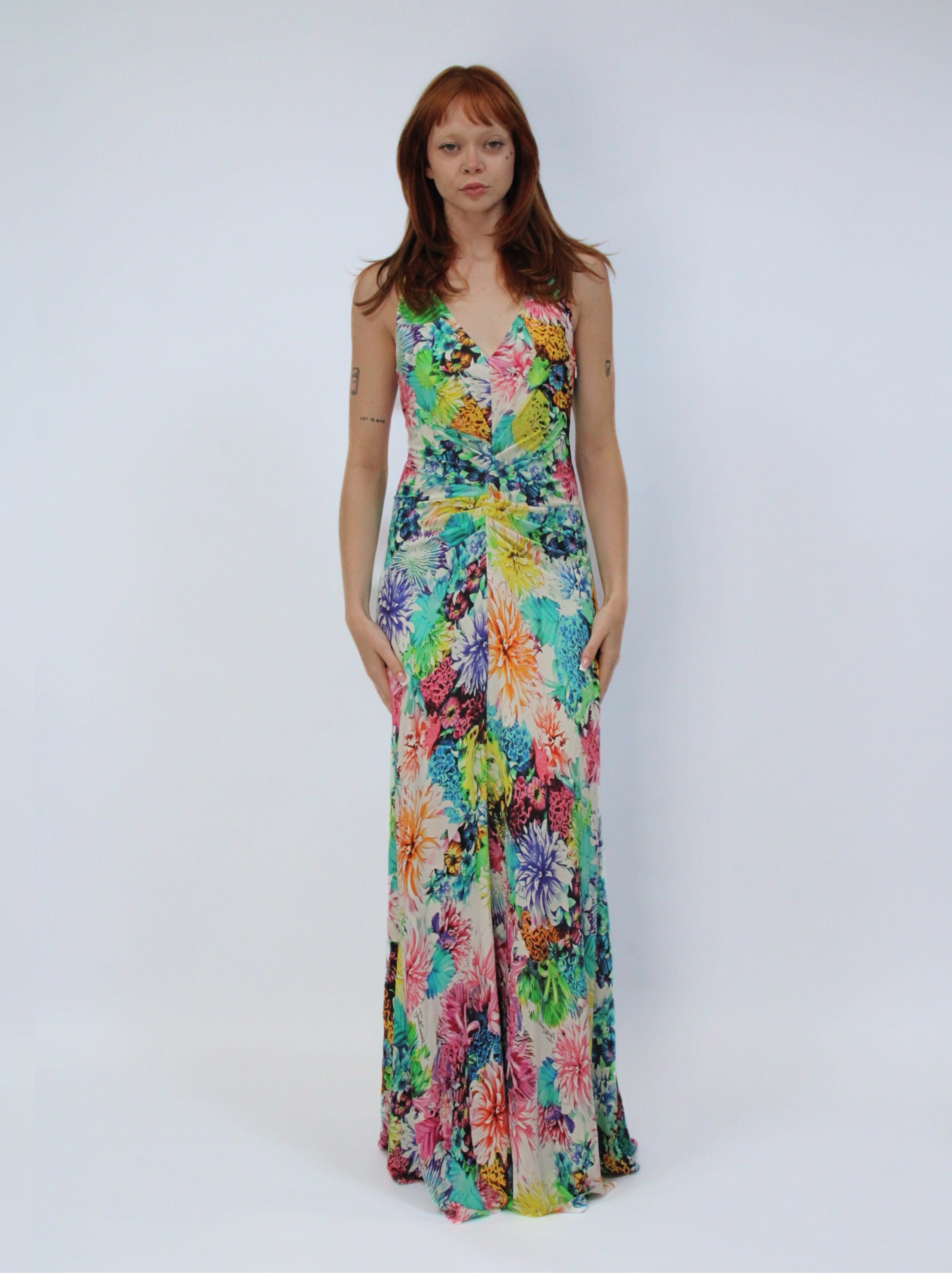 Roberto Cavalli Just Cavalli Flower Multicolor Print Dress