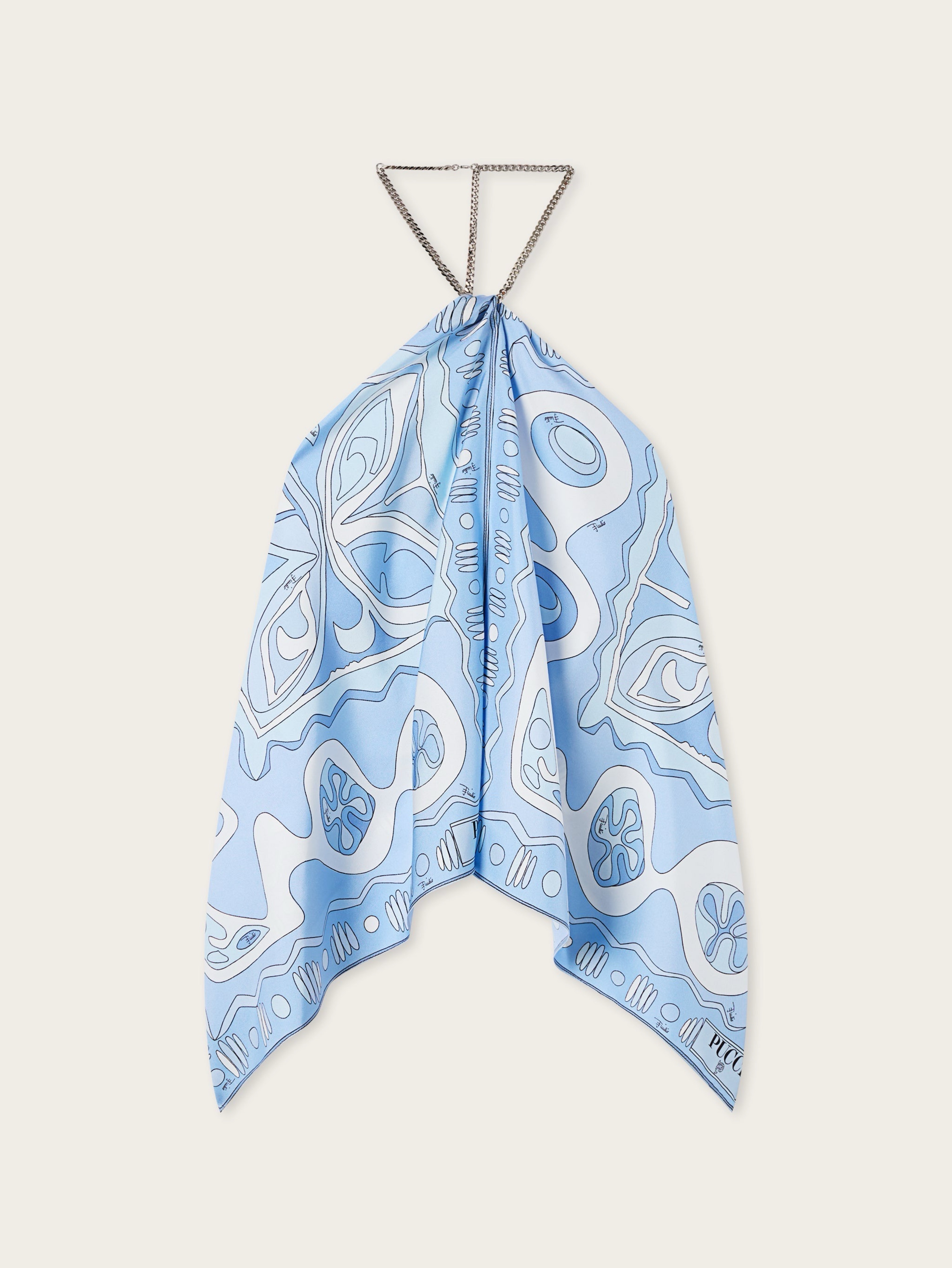 PUCCI Angoli Print Chain Top in Pale Blue