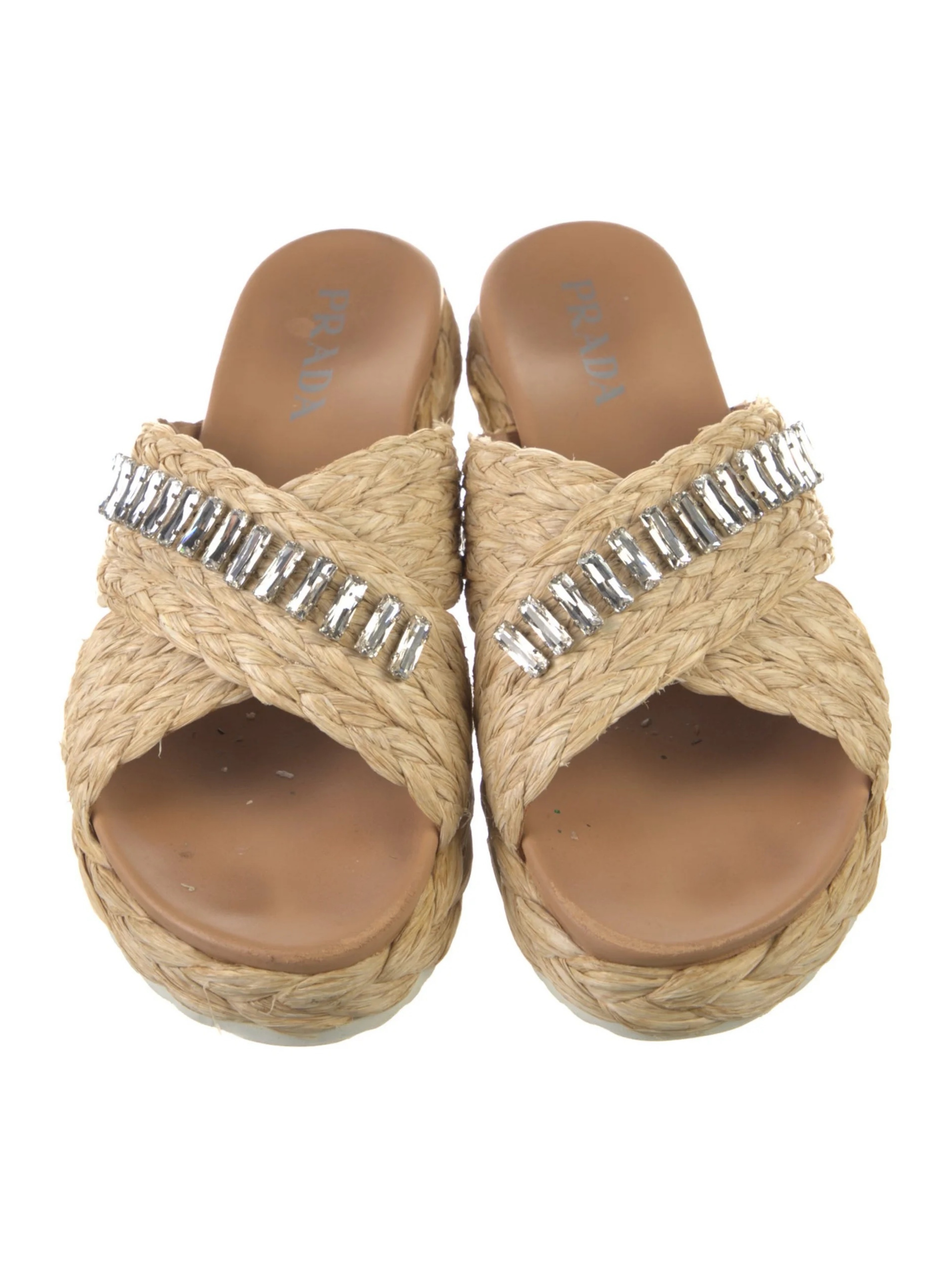 Prada Embellished Raffia Espadrille