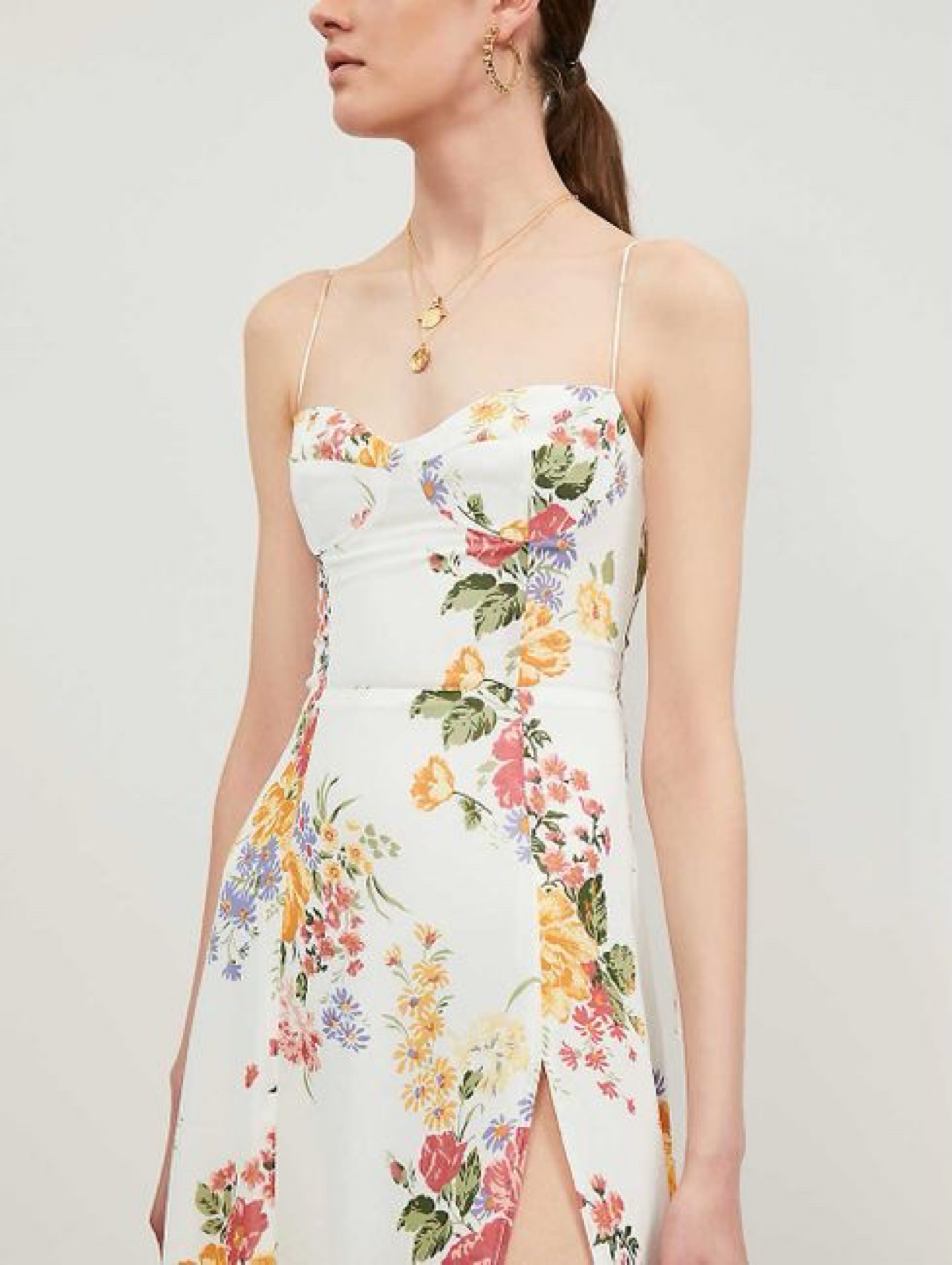 White Reformation Juliette Dress in Ivory Floral, photo 2 of 3