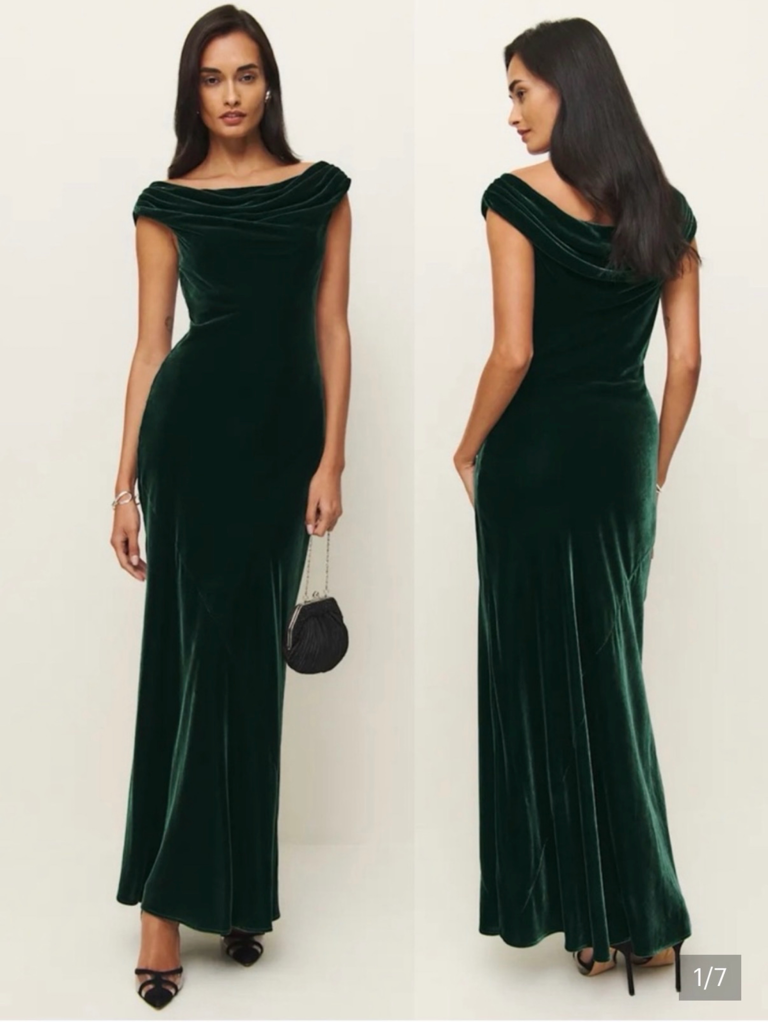 Reformation Velvet Forest Green Gown Size 2
