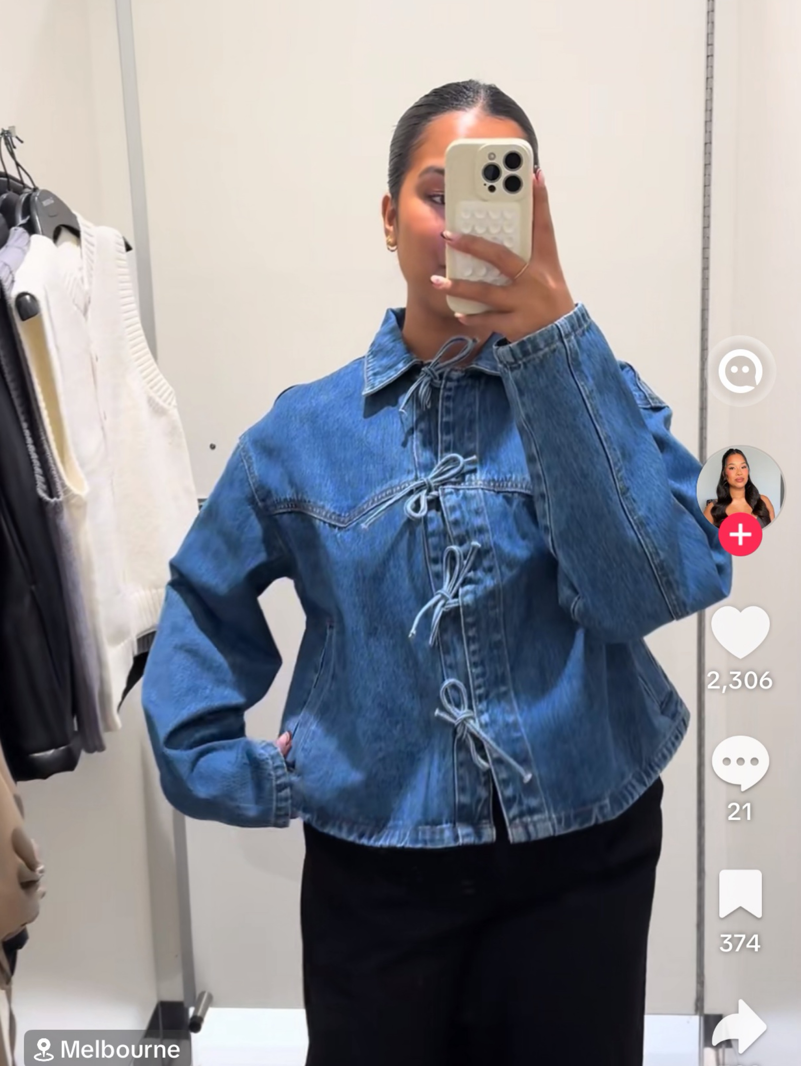 Glassons Bow Tie Denim Shirt XS