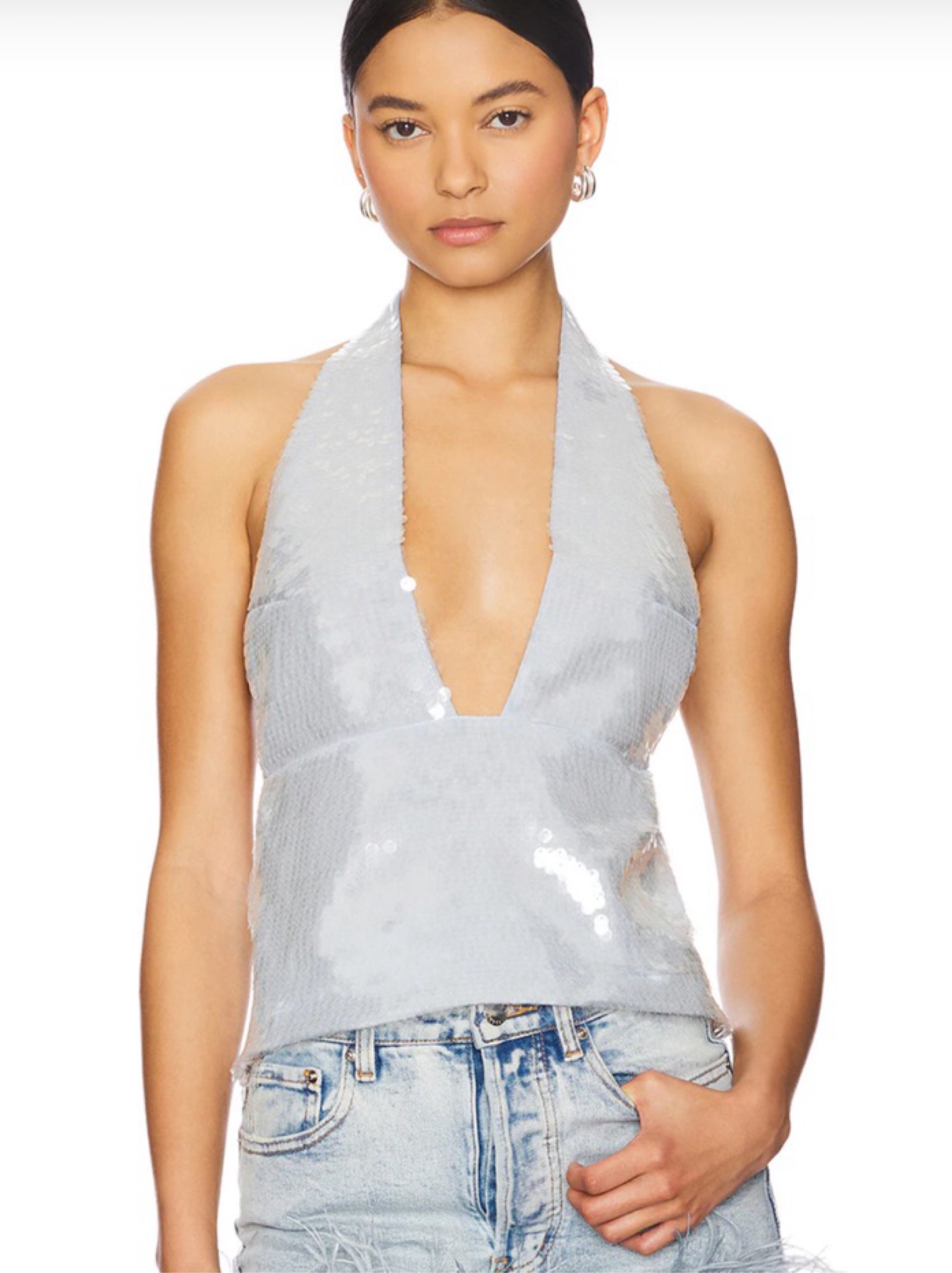 Retrofete Joy top Blue sequin