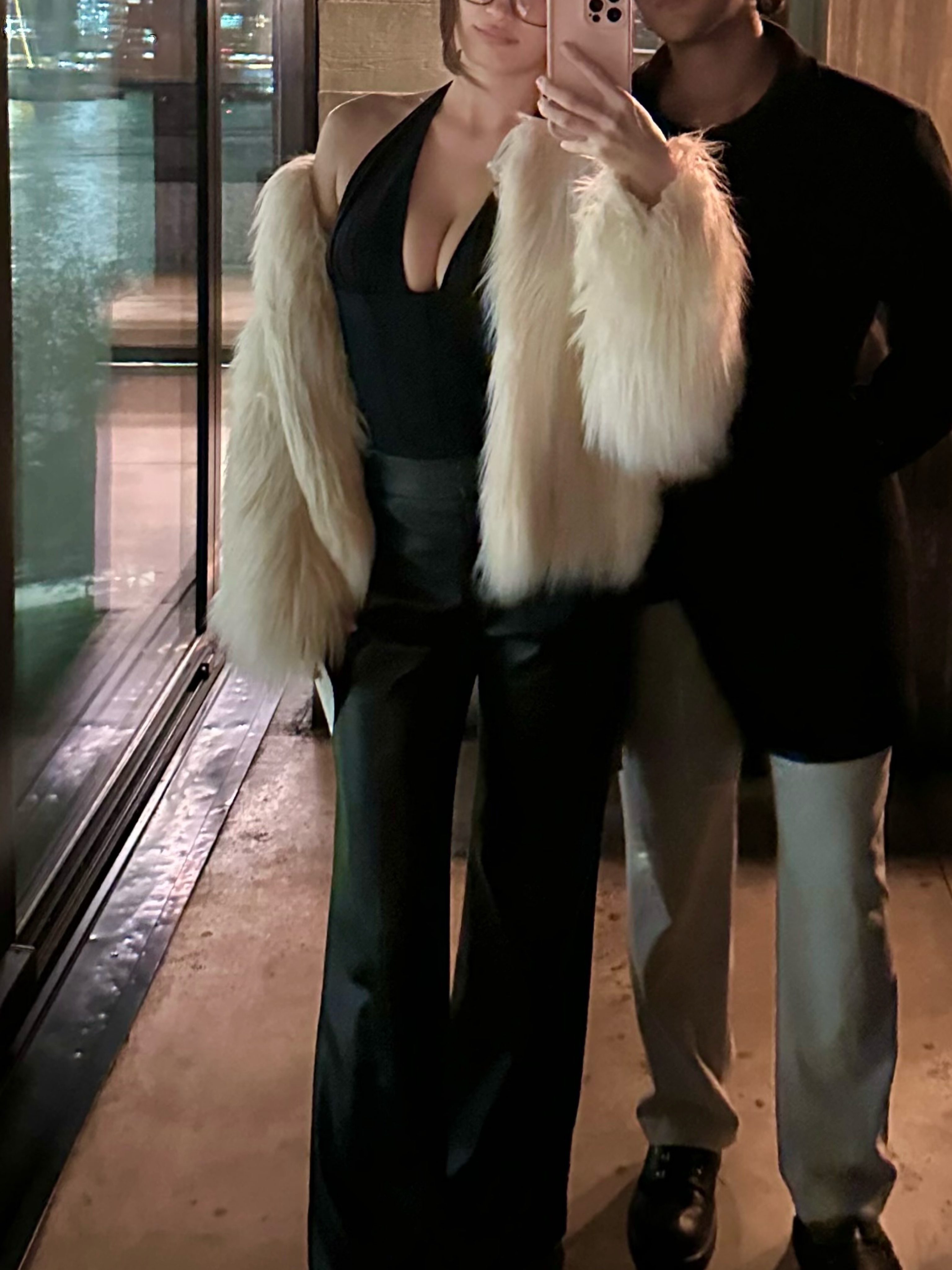 The Kooples White Faux Fur Jacket