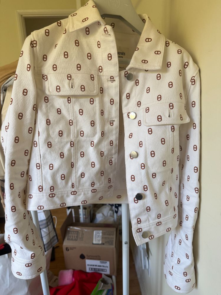 Hermes Chaine d'Ancre Denim Jacket Ivory 36