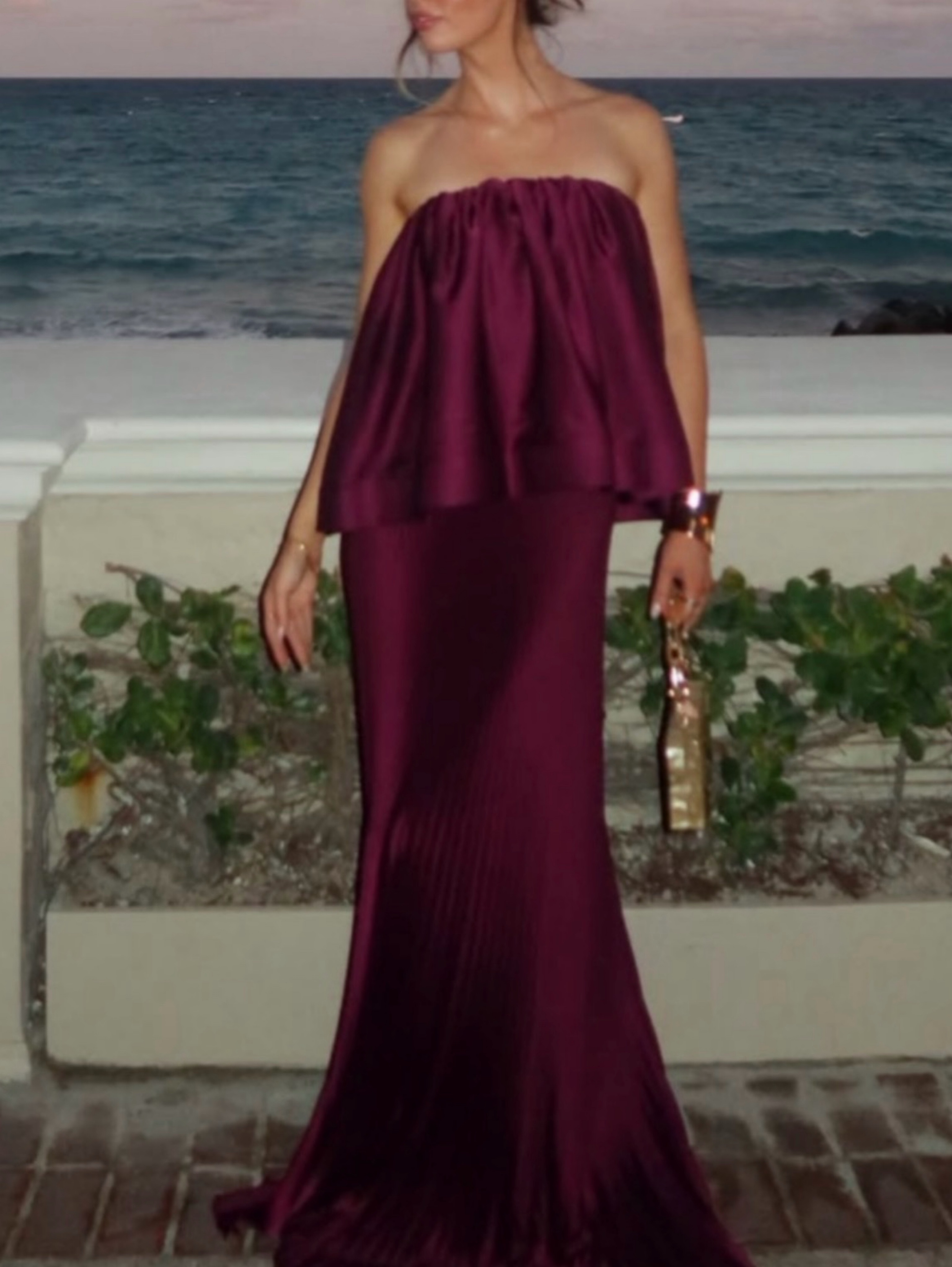 L’idee gown two piece wine burgundy jewel