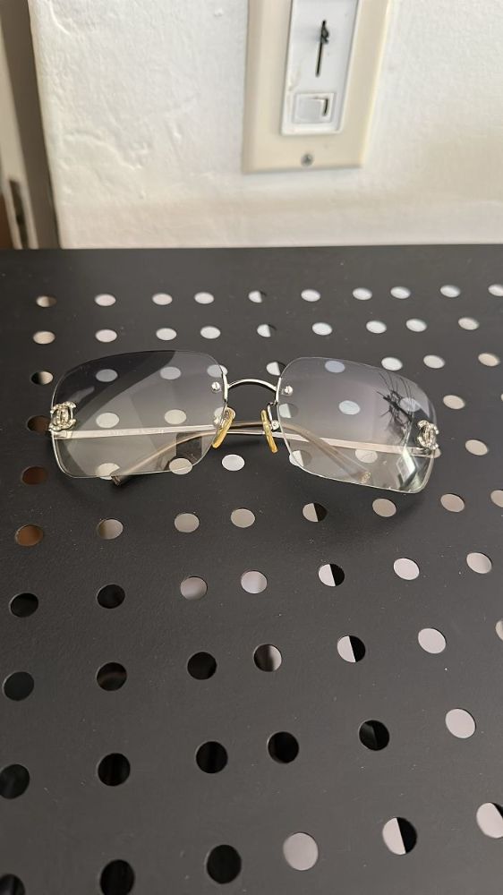 Chanel Vintage 4017-D Rimless Crystal CC Logo Sunglasses