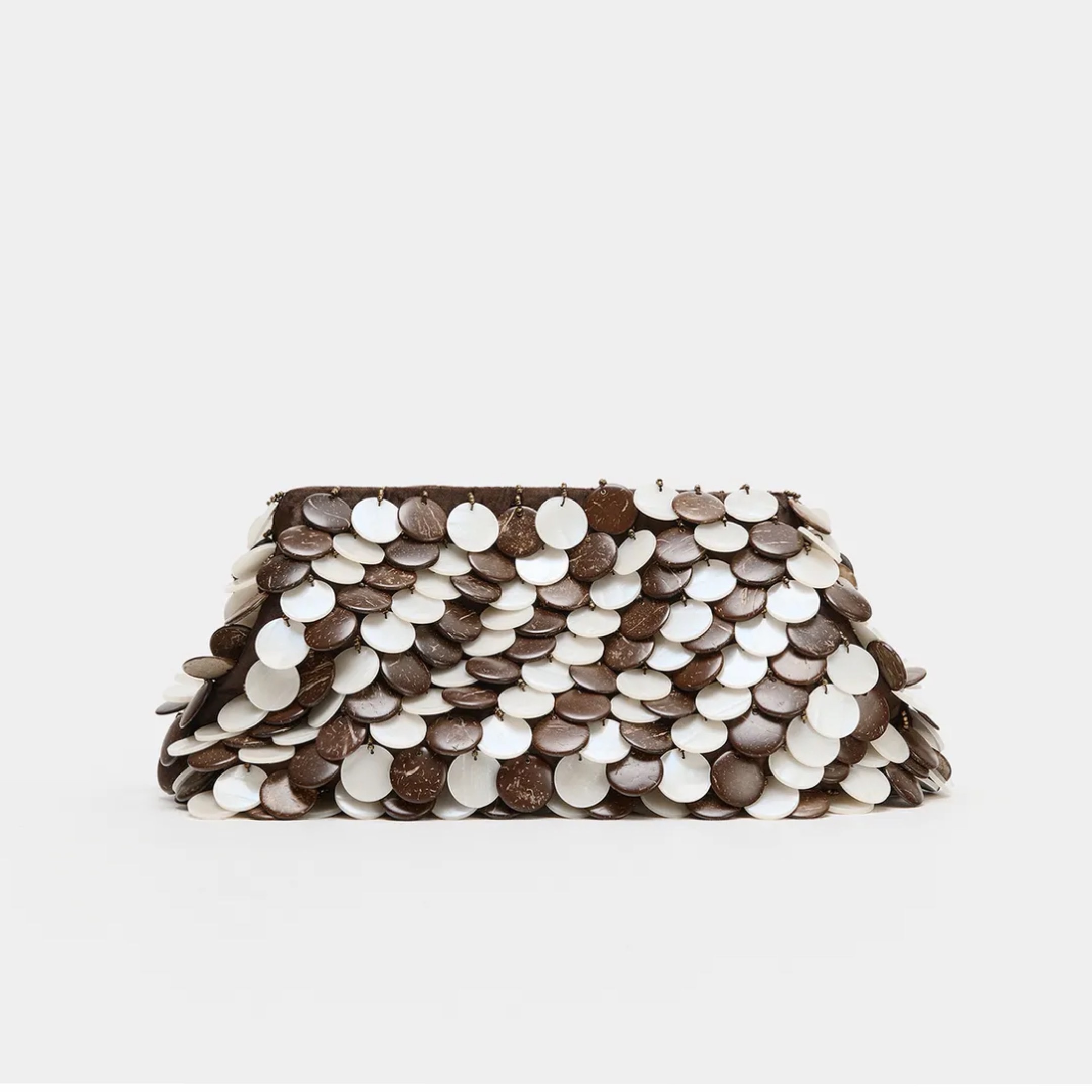 Brown and Cream Appliqué Pouch Bag