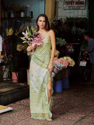 The Silk Road Seren Botanical Strapless Maxi Dress by The Silk
