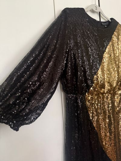 eloquii black sequin dress Eloquii Metallic Silver Black Studio Sequin Dress Sz 20