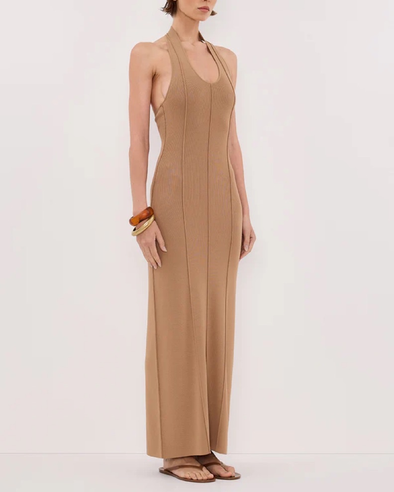 dissh ribbed maxi dress HAL CHOC SLEEVELESS MIDI DRESS  DISSH