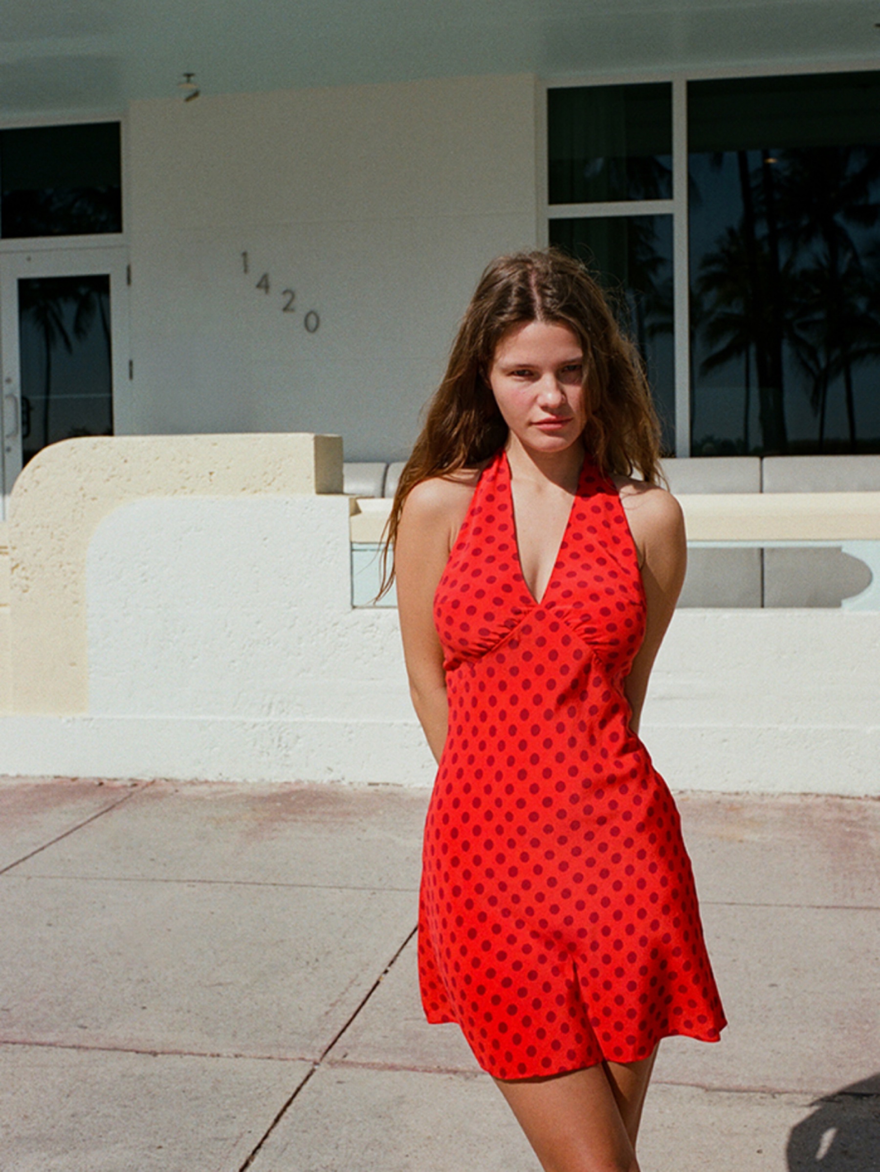Realisation Par THE LEILA Red Polka Dot Halter Mini Dress by Realisation Par