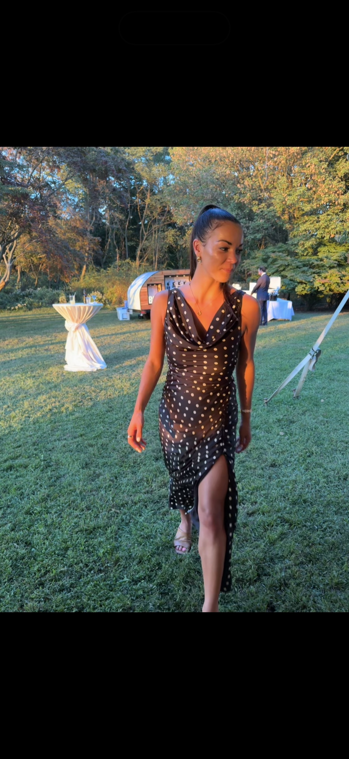Abercrombie Black and white cowl neck polka dot midi dress by Abercrombie  and Fitch - Pickle
