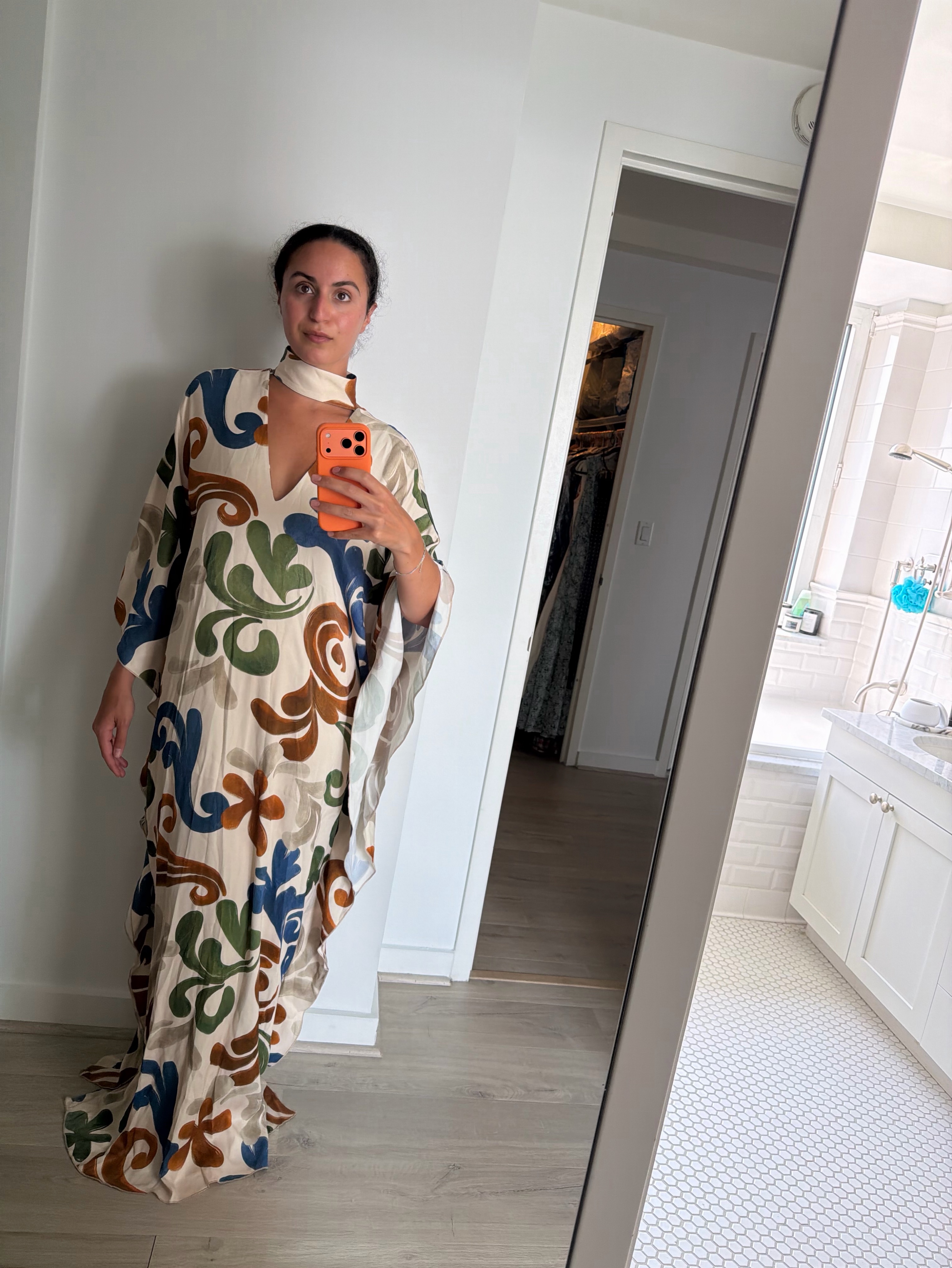 Handmade Greek Designer Maxi Kaftan Dress | One Size Fits S–L
