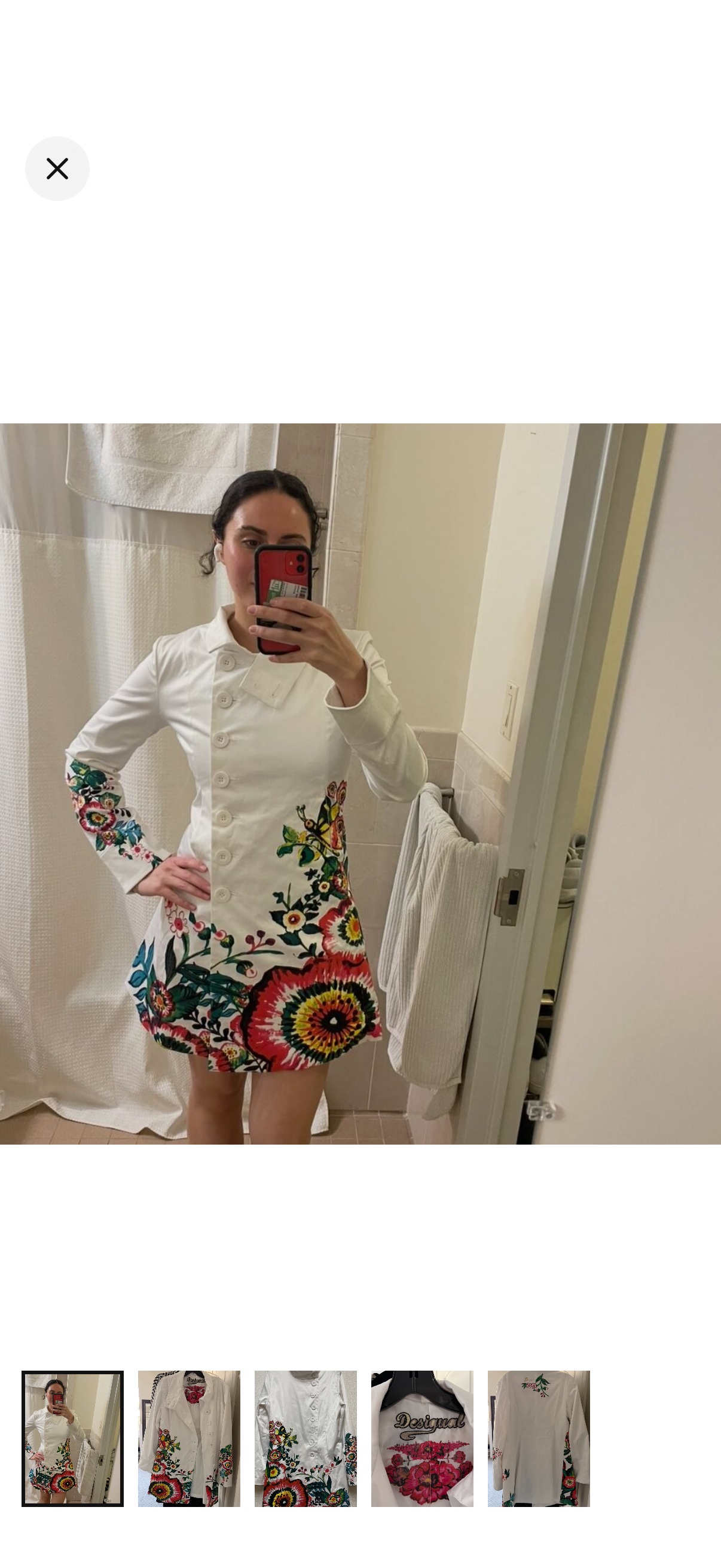 Desigual White Floral Blazer Dress / Jacket — Fits 6–8