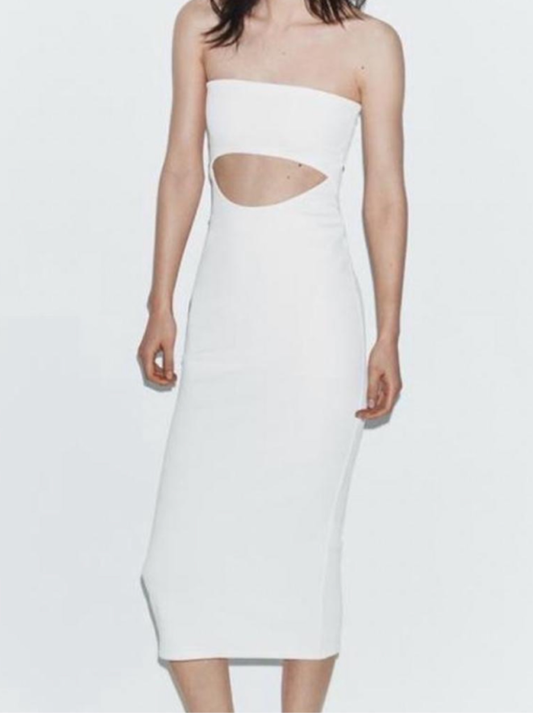 white bodycon dress zara cut out midi by Zara seam zip closure Collection:lastcall Costume design of “The Size:6 Months (70cm)