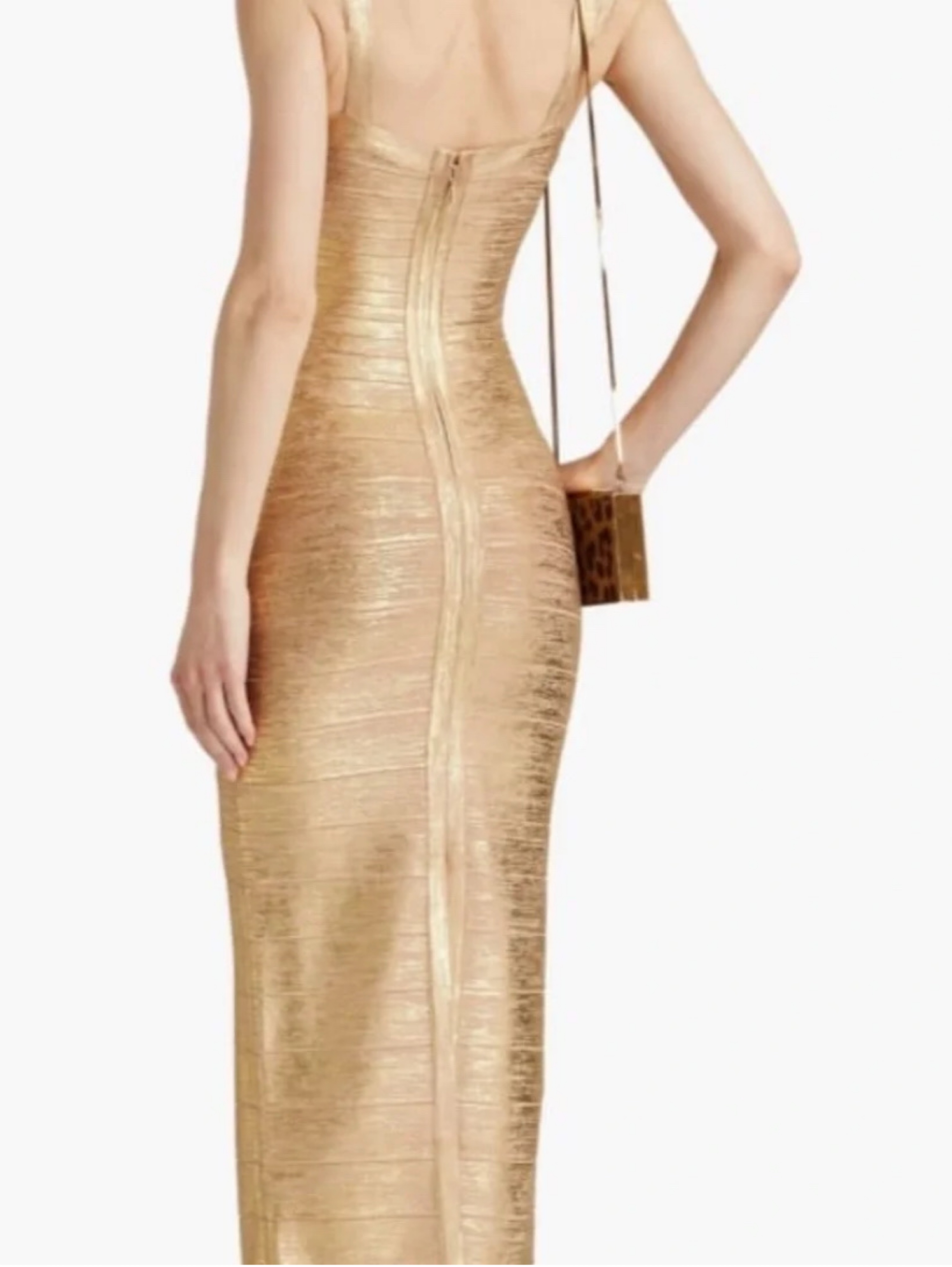 gold foil bodycon dress Gold Stretch Knit Foil Bodycon Gown Design by CHAM CHAM at Pernia's Pop Up  Shop 2026