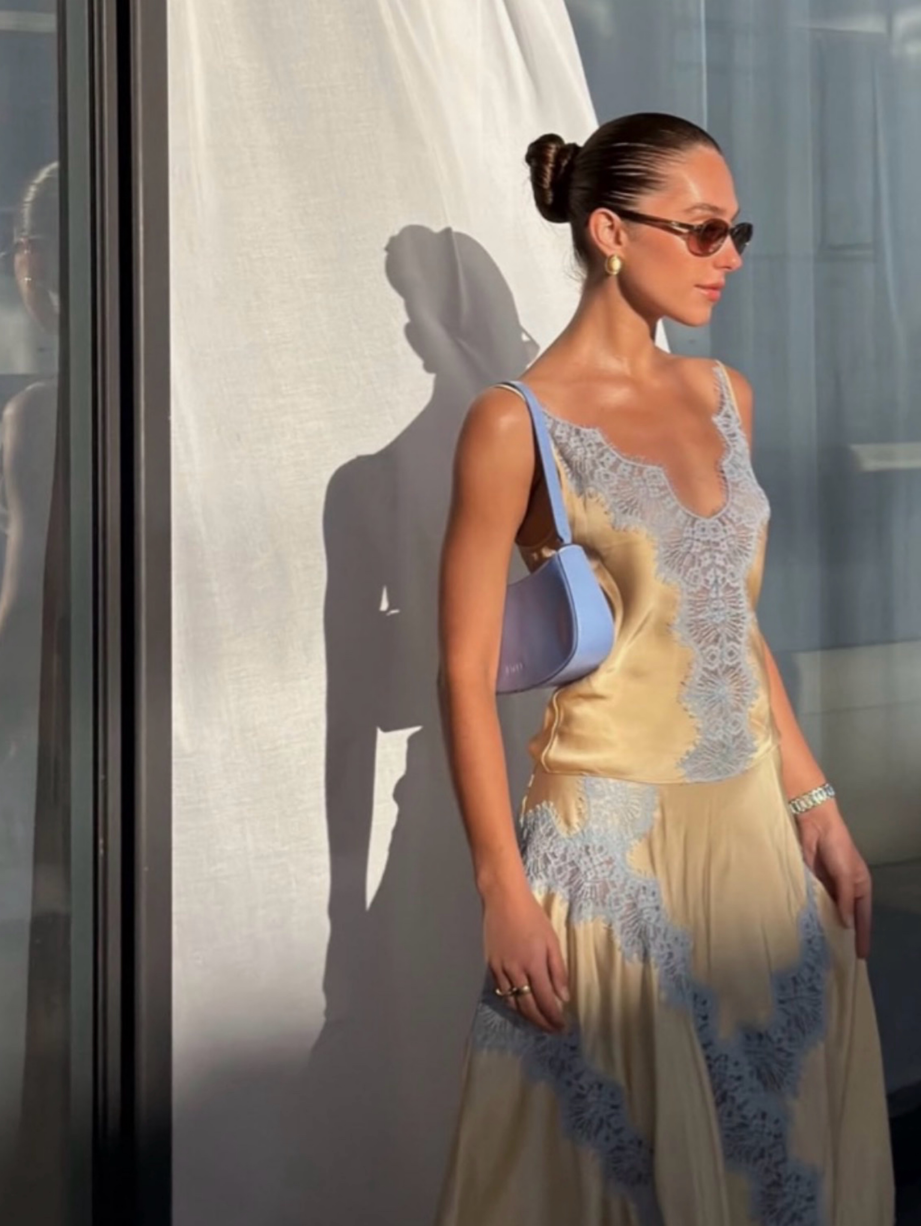 L’Academie Butter Yellow and Blue Lace Set