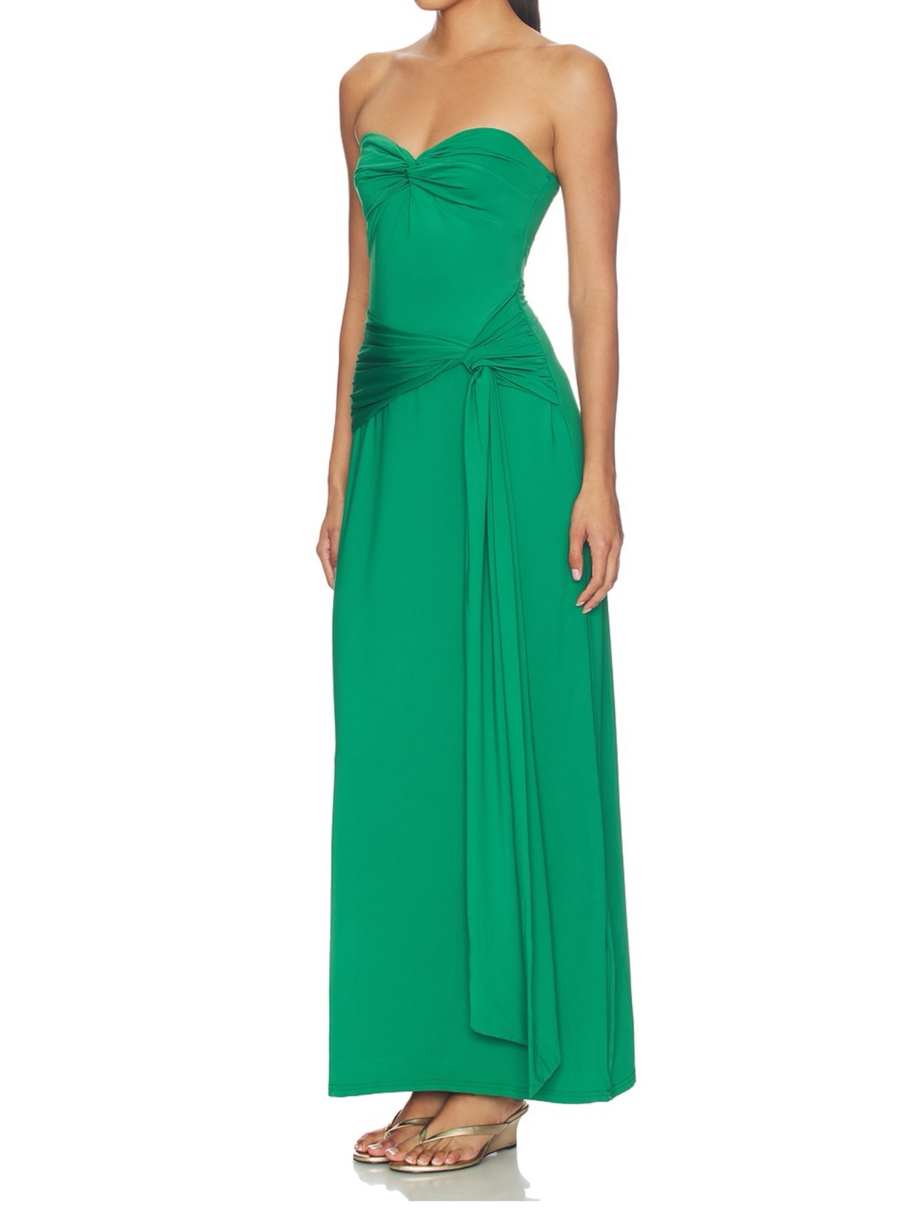 backless maxi dress formal Draped Split Thigh Satin Backless Maxi Dress, Ivory / XS