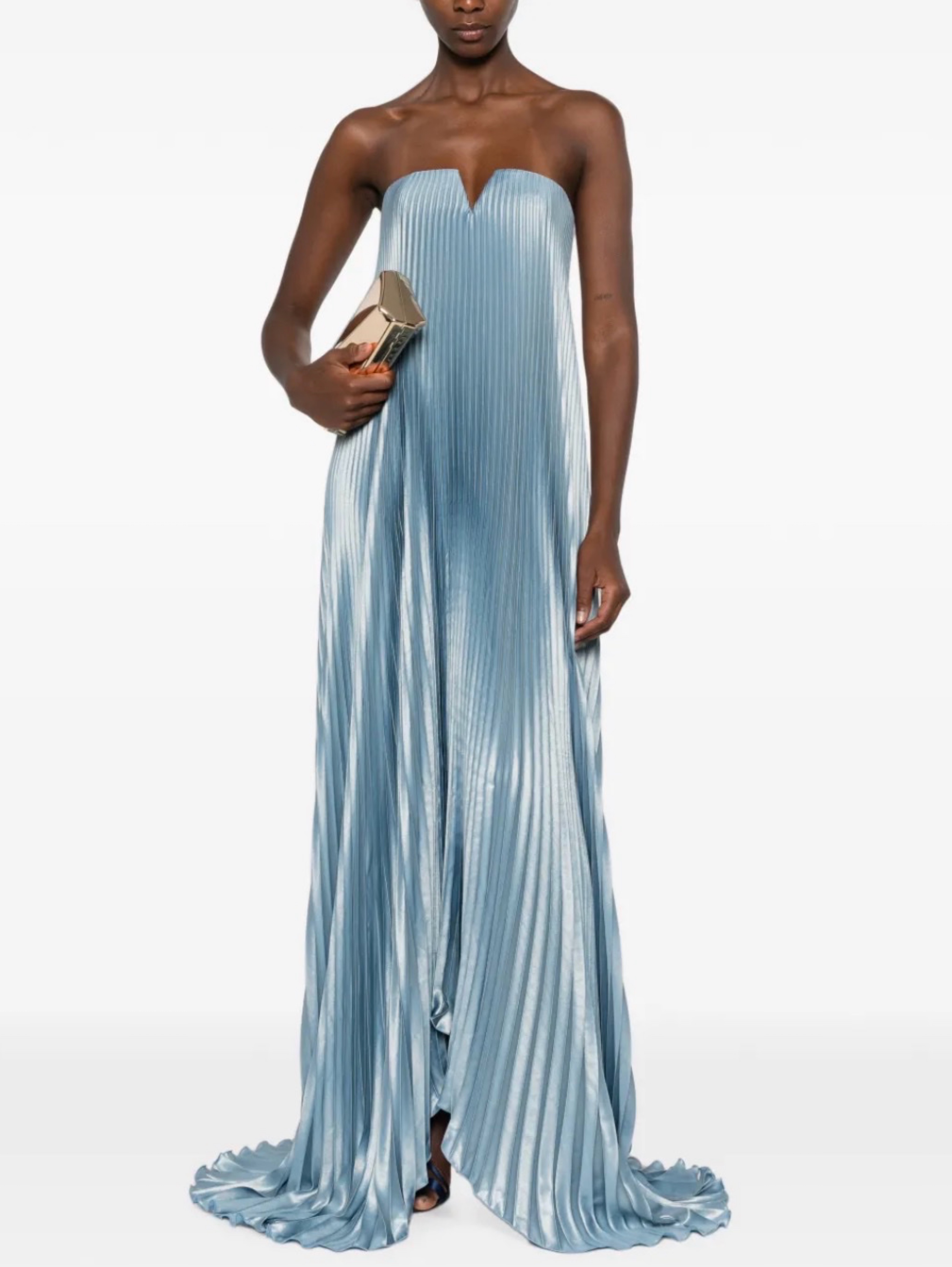 l'ide masquerade pleated strapless maxi dress L'IDE Masquerade Pleated Strapless Maxi Dress