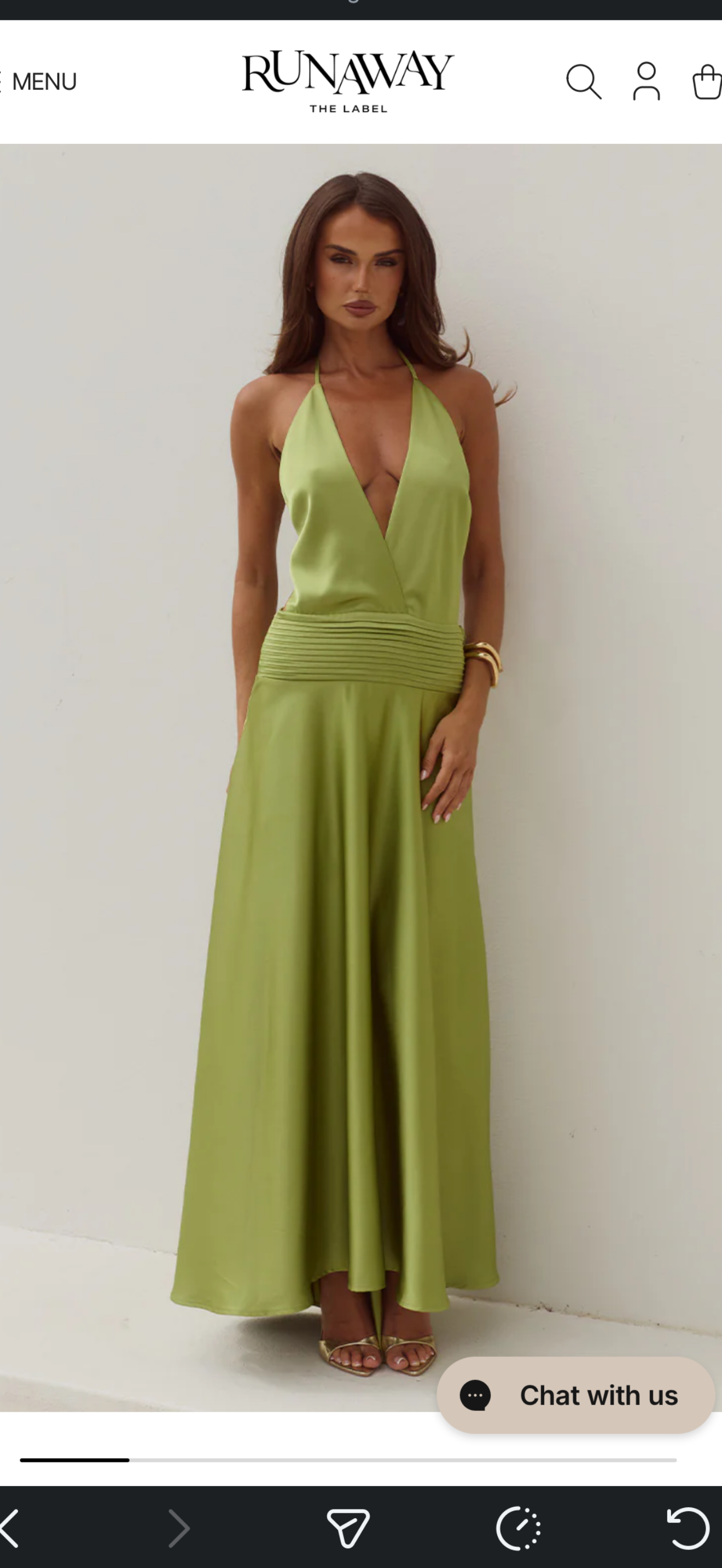 Green Runaway the Label Amadine deep v plunge maxi dress by Runaway The Label - Pickle Green Runaway the Label Amadine deep v plunge maxi dress by Runaway The Label - Pickle