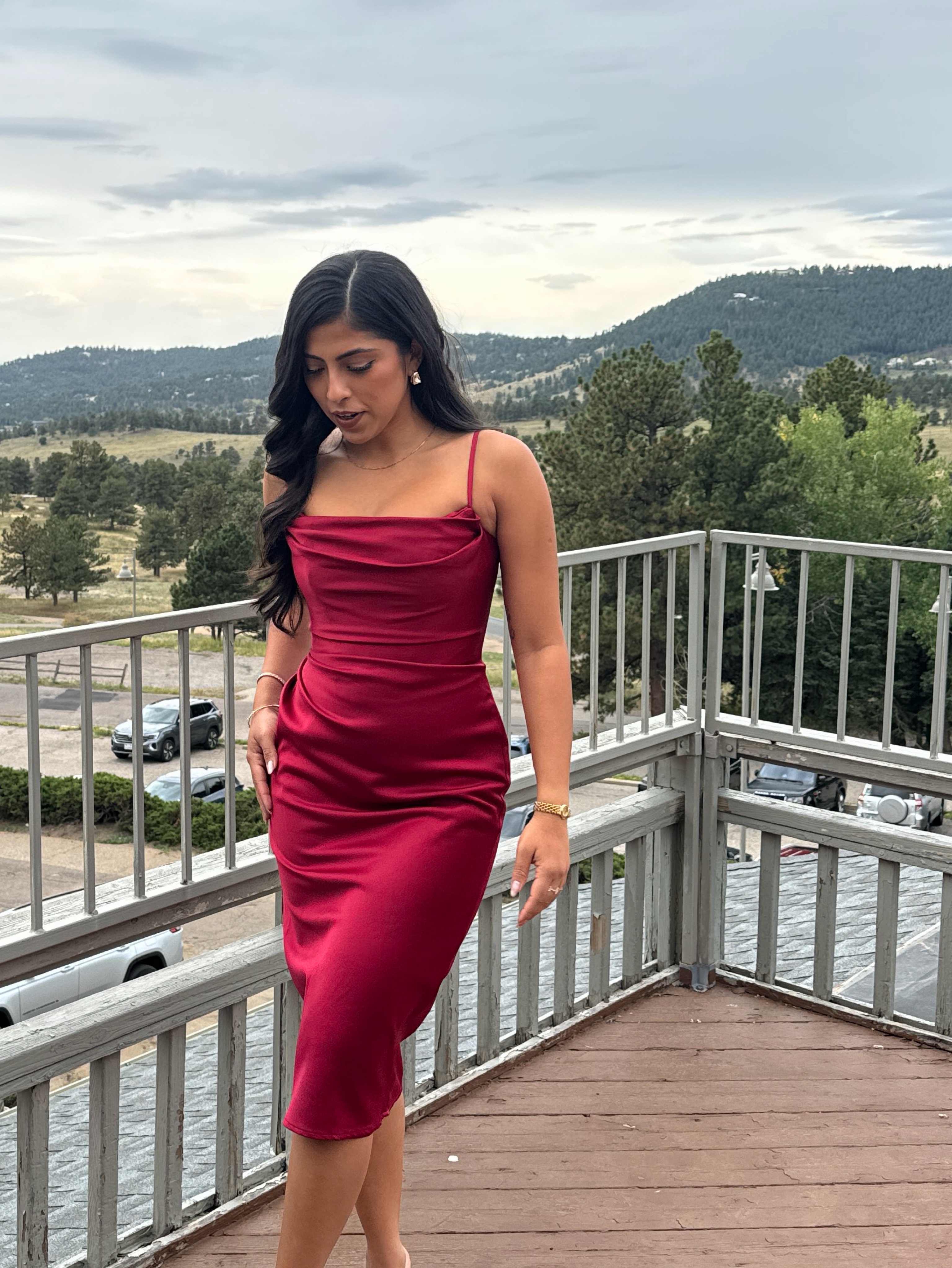 ruched red midi dress Wine Red Ruched A-Line Slip Midi Dress & Reviews - Wine Red - Dresses