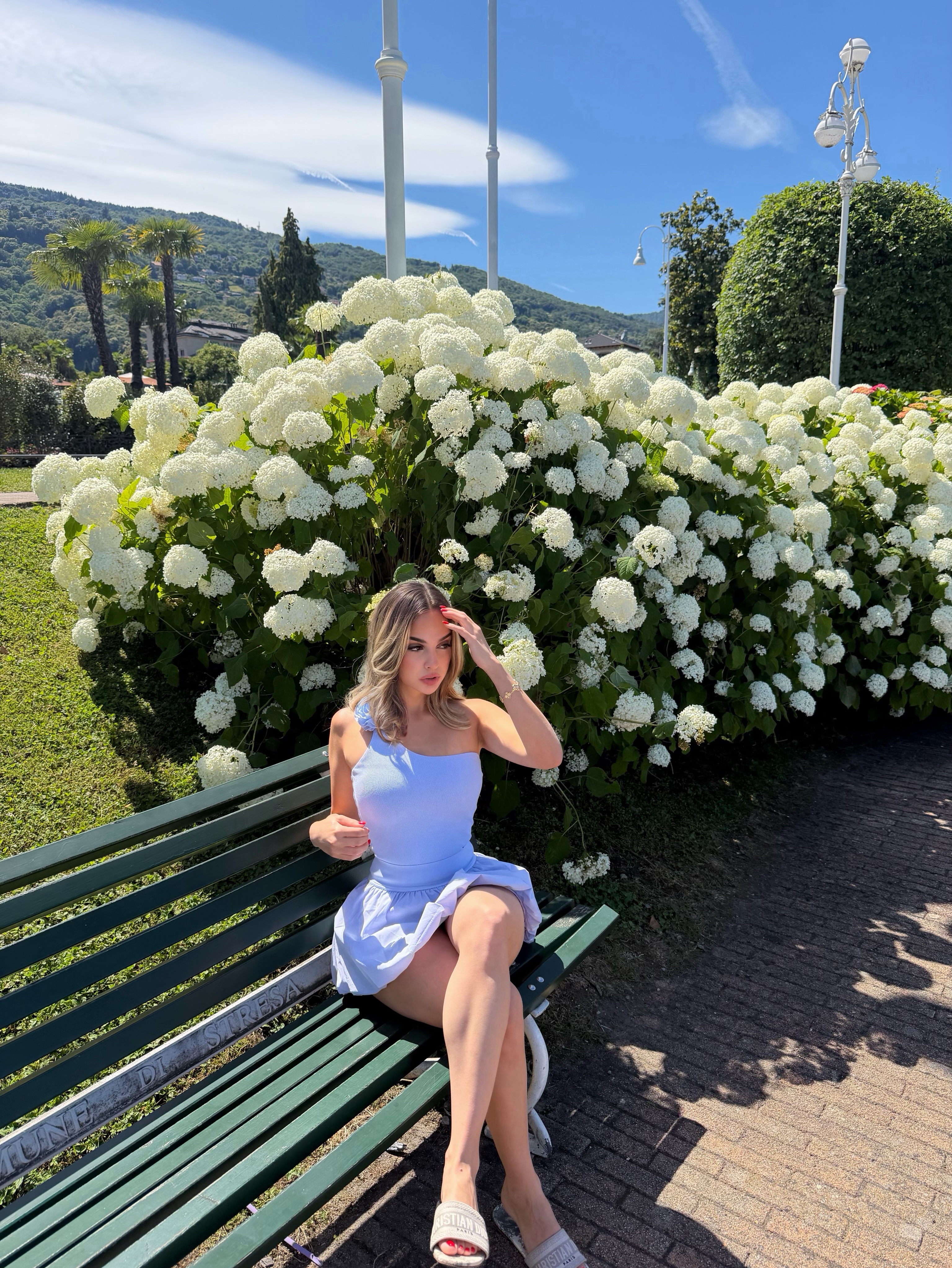Wiskii mini bubble skirt and floral tank top