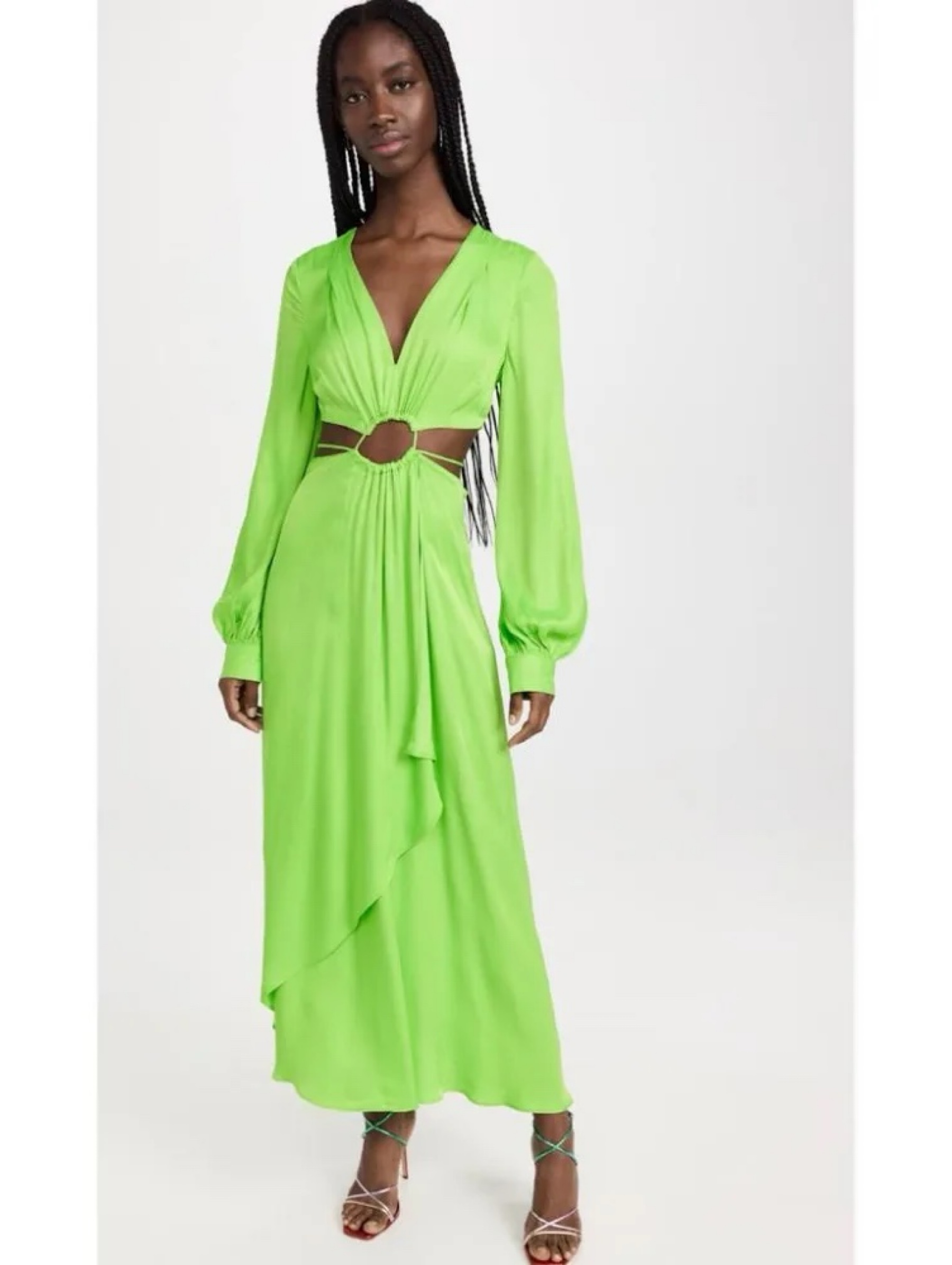 Farm Rio Cut-Out Draped Maxi Dress Green by Farm Rio