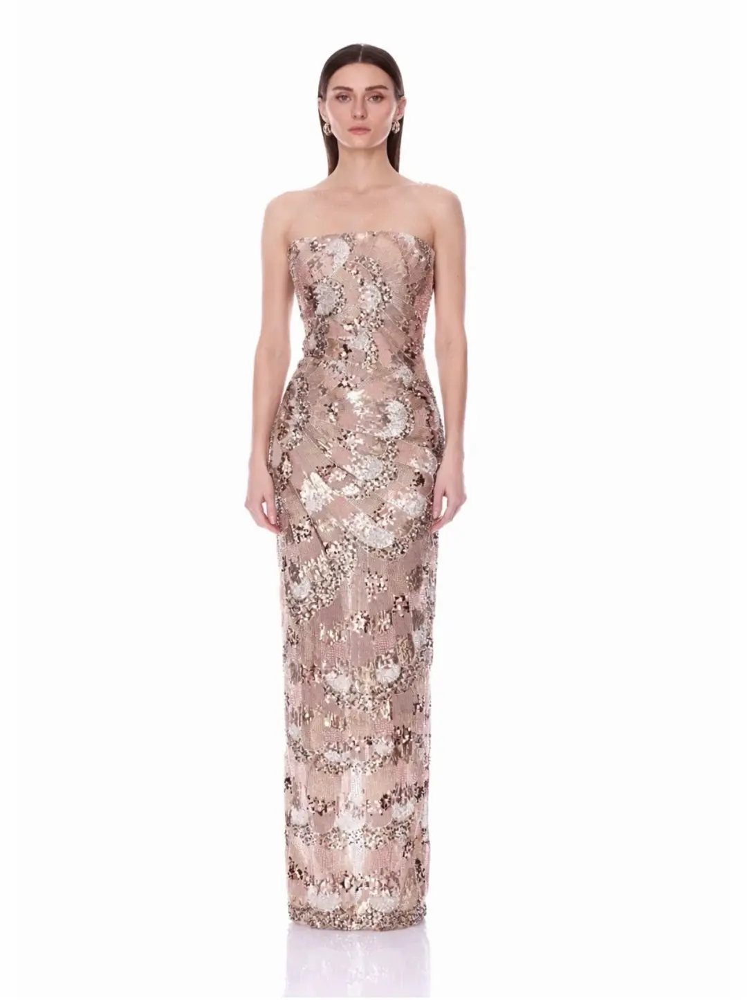 Gold Bronx and Banco Strapless Embellished Metallic Maxi Dress, photo 4 of 4