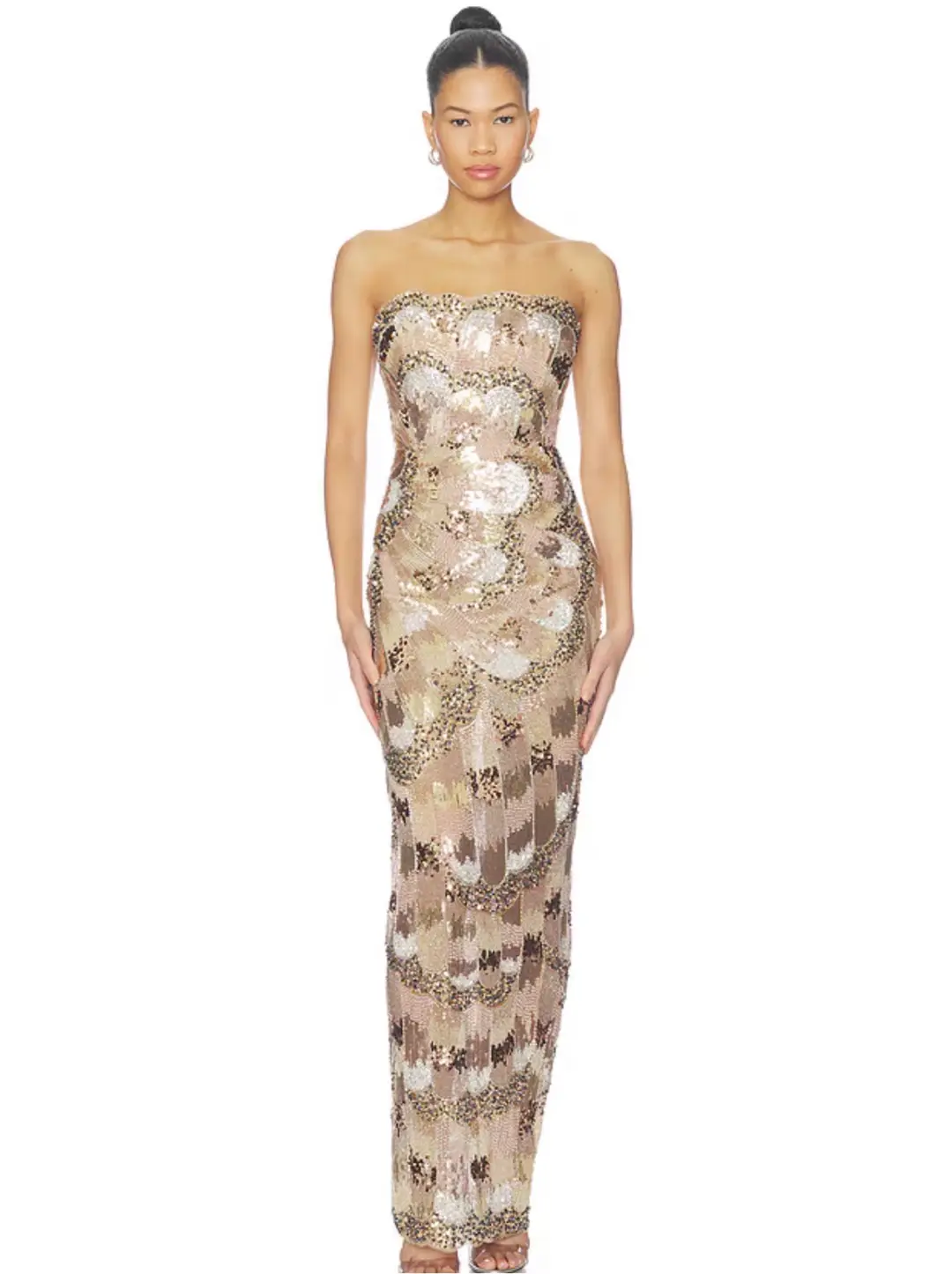 Gold Bronx and Banco Strapless Embellished Metallic Maxi Dress, photo 1 of 4