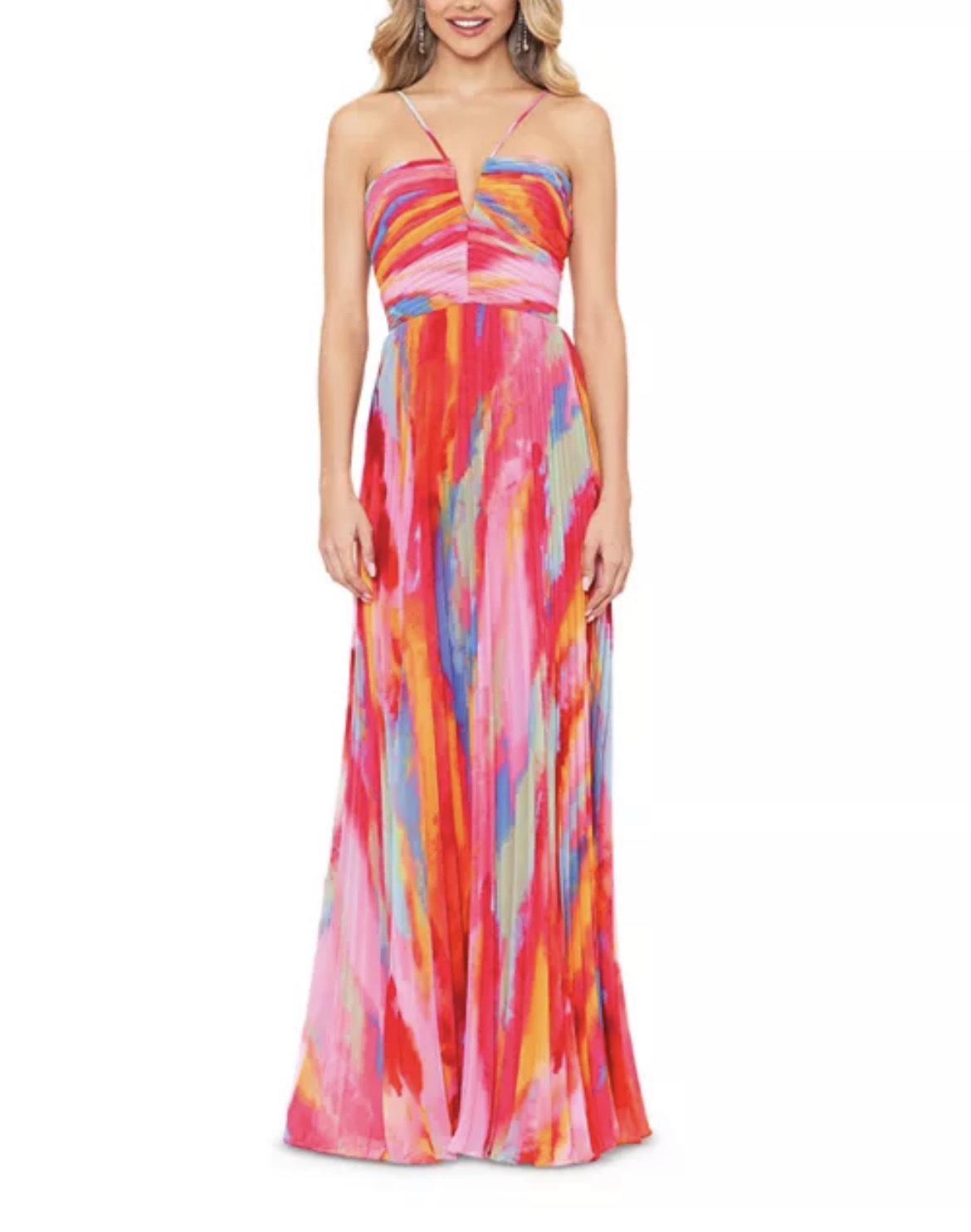 Aqua Pleated Gown - Exclusive
