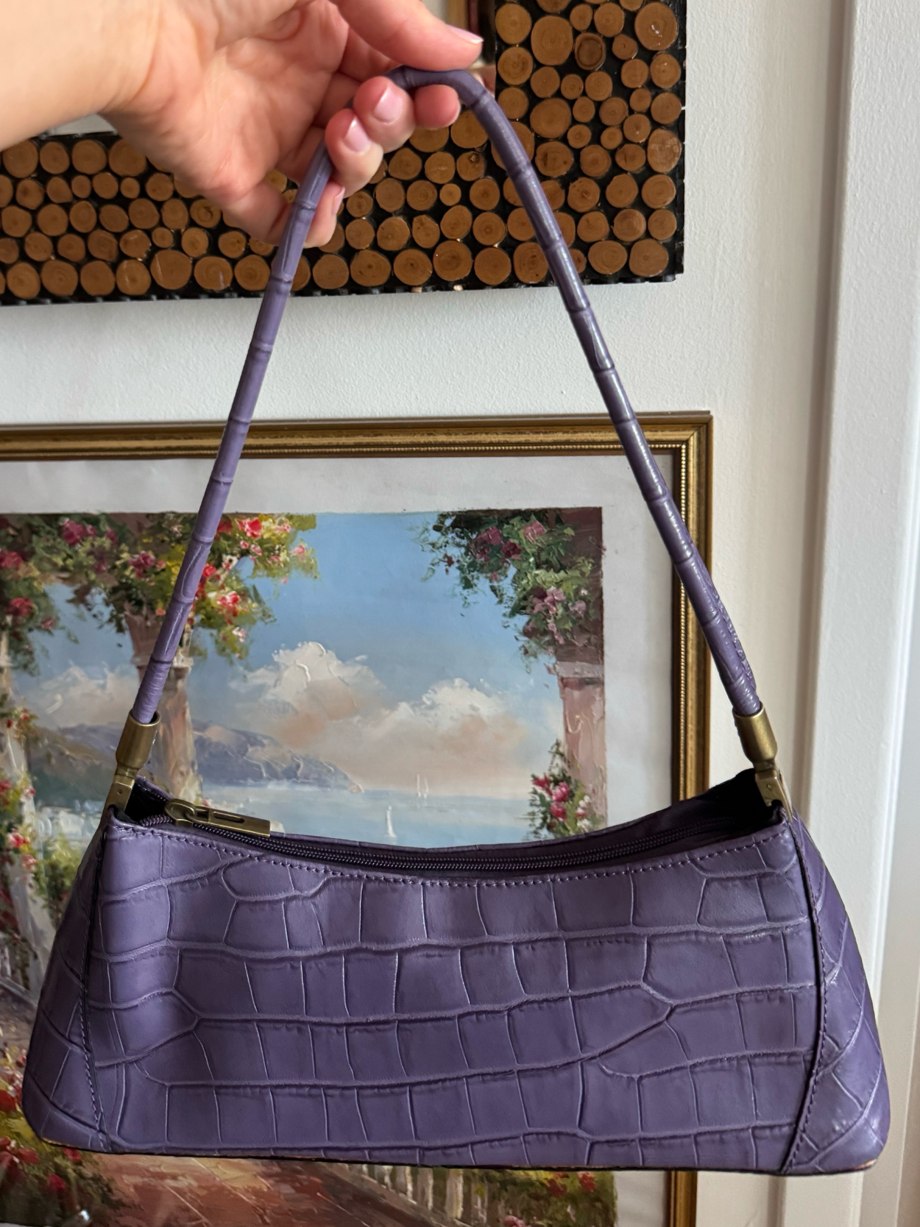 Vintage Genuine Leather Purple Croc Handbag by Vintage - Pickle