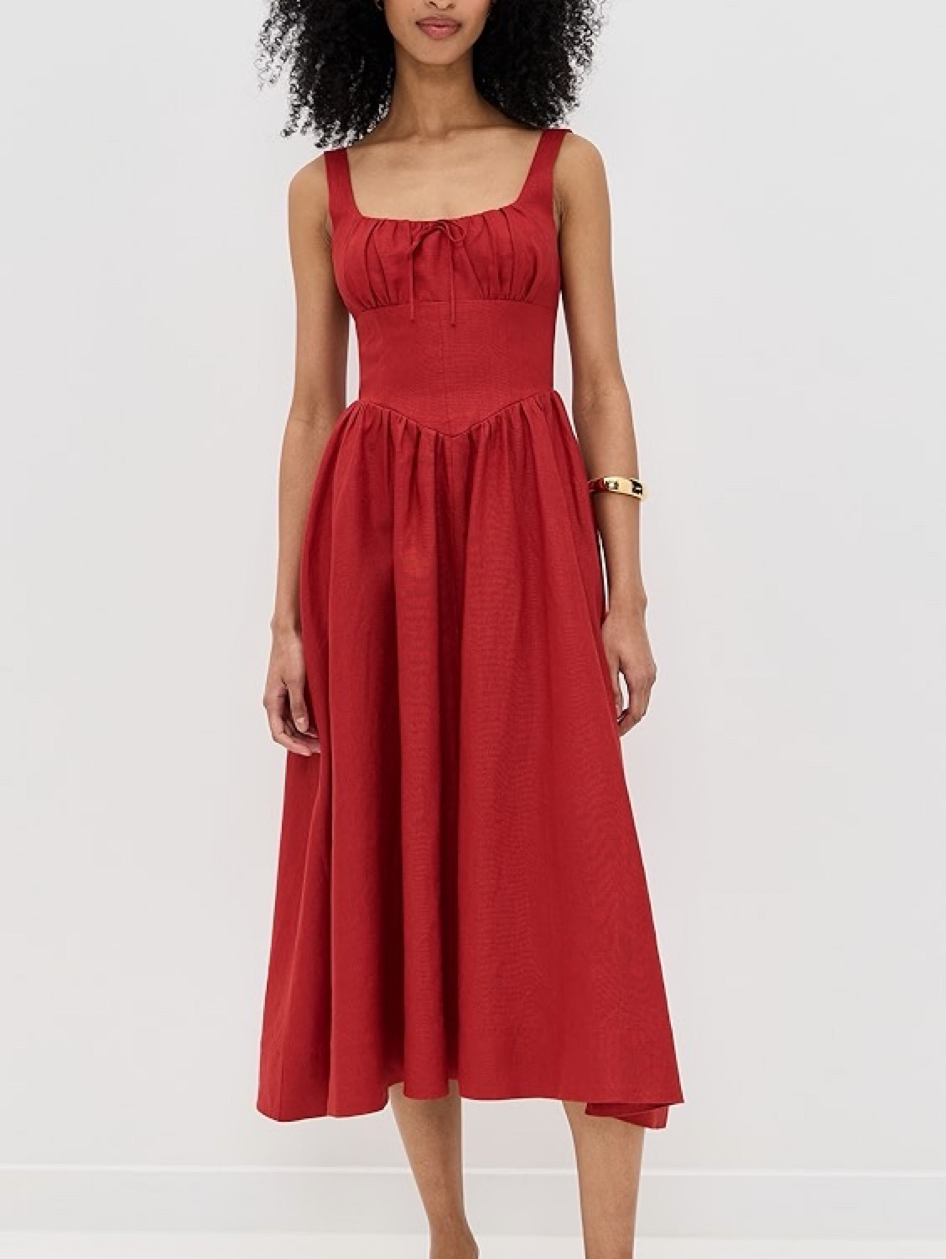 reformation balia dress Strawberry Print Linen Midi for Women A corset Reformation Balia Linen Dress In