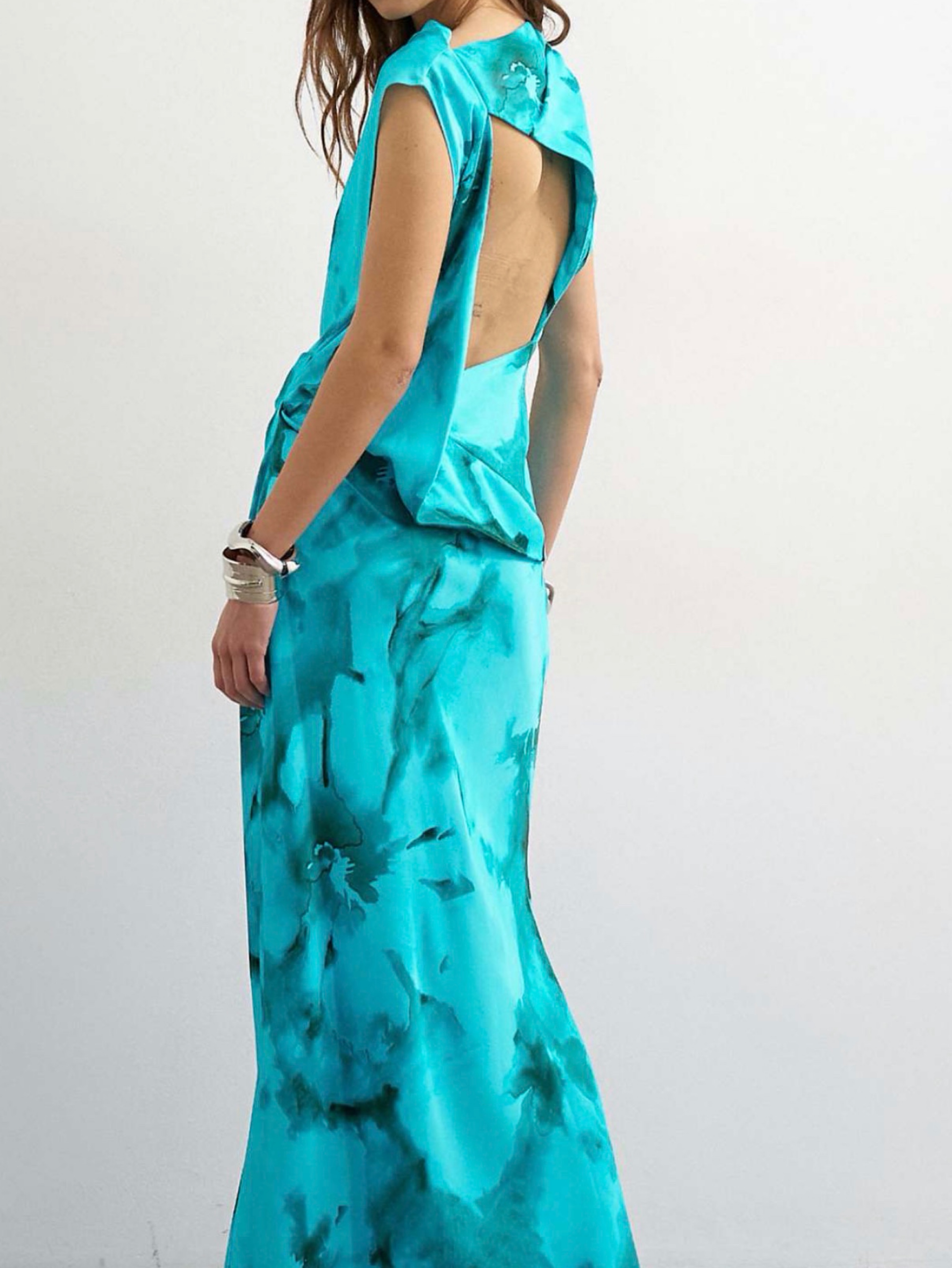 topshop floral satin dress Topshop ruffle midi slip dress in pink abstract floral