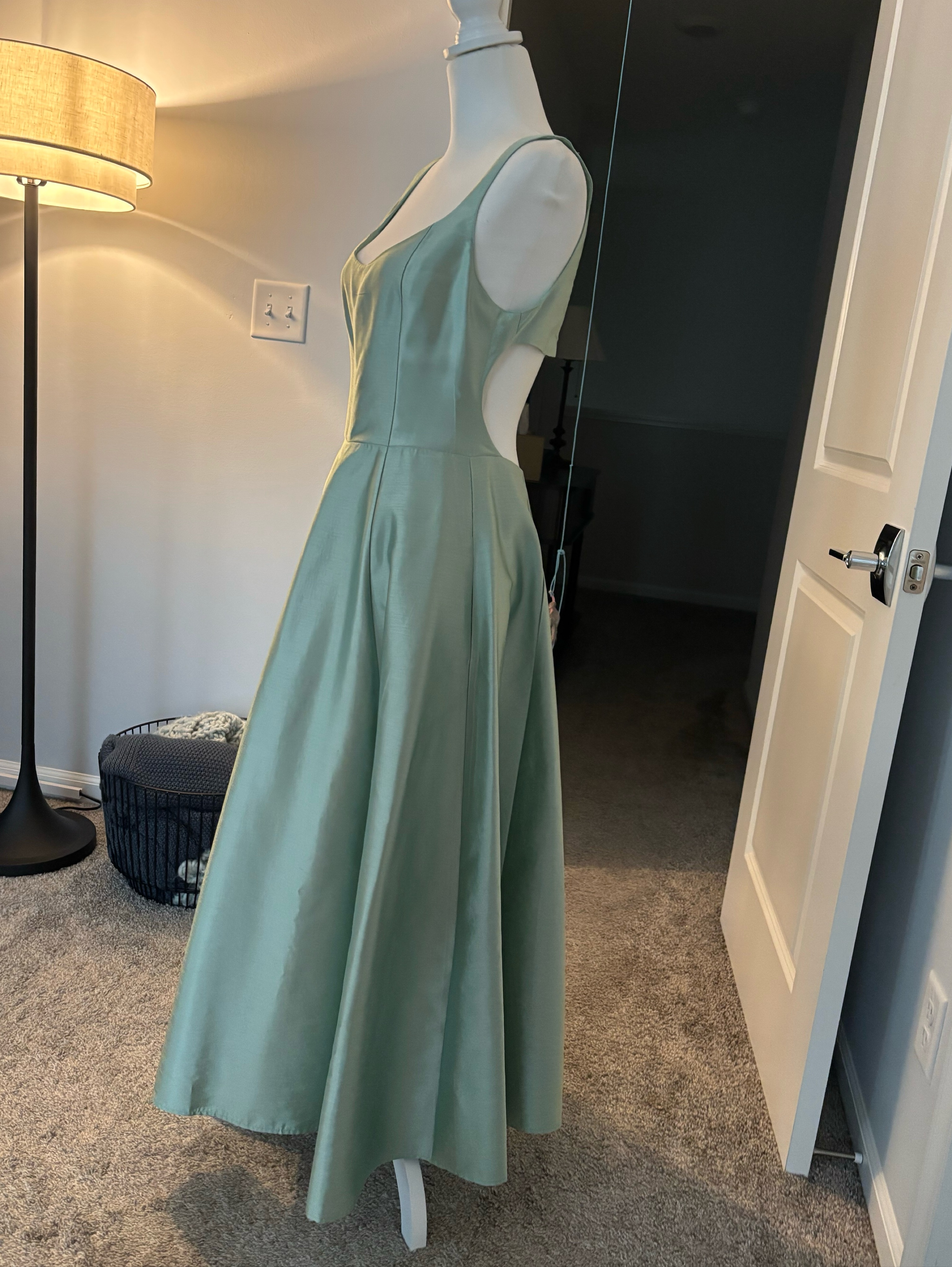 anthropologie satin green dress Green Satin Bridesmaid Dresses