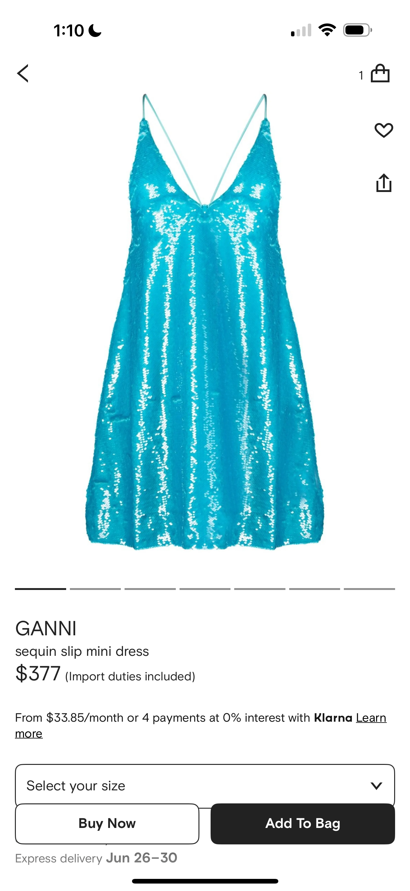 ganni blue sequin dress GANNI Blue Sequin Mini Dress by GANNI