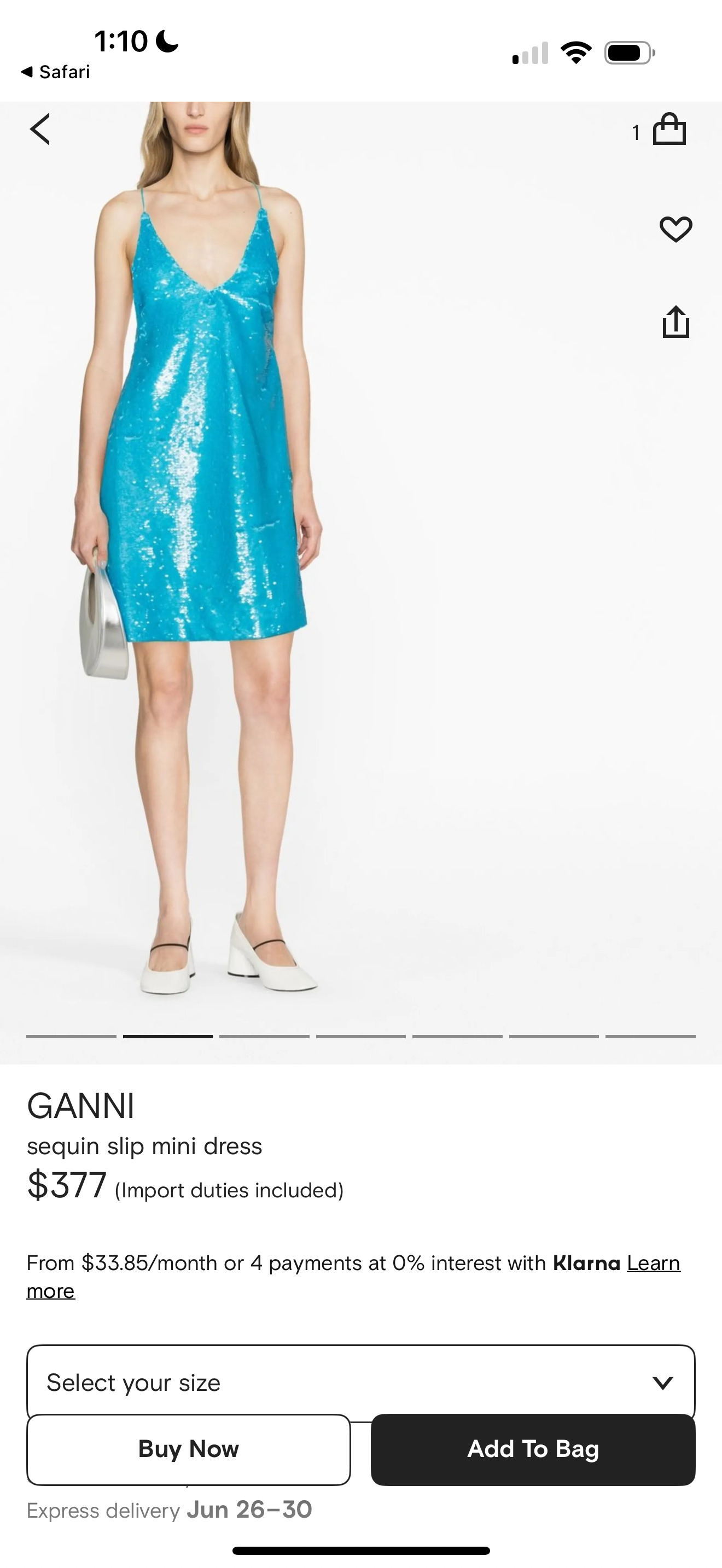 ganni blue sequin dress GANNI - Sequins Strap Mini Dress Blue Curacao