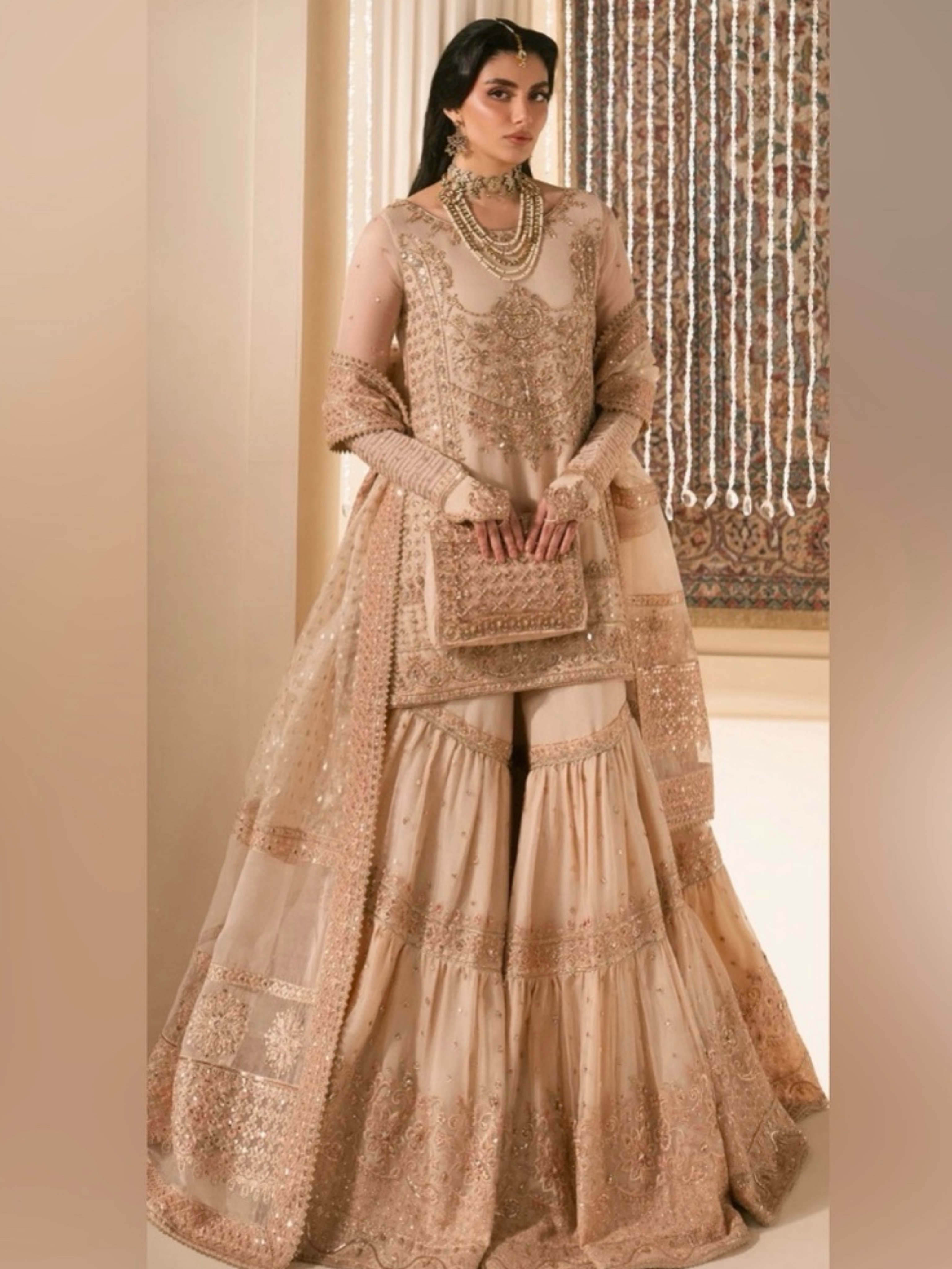 Naqshi Peach Embellished Organза dress