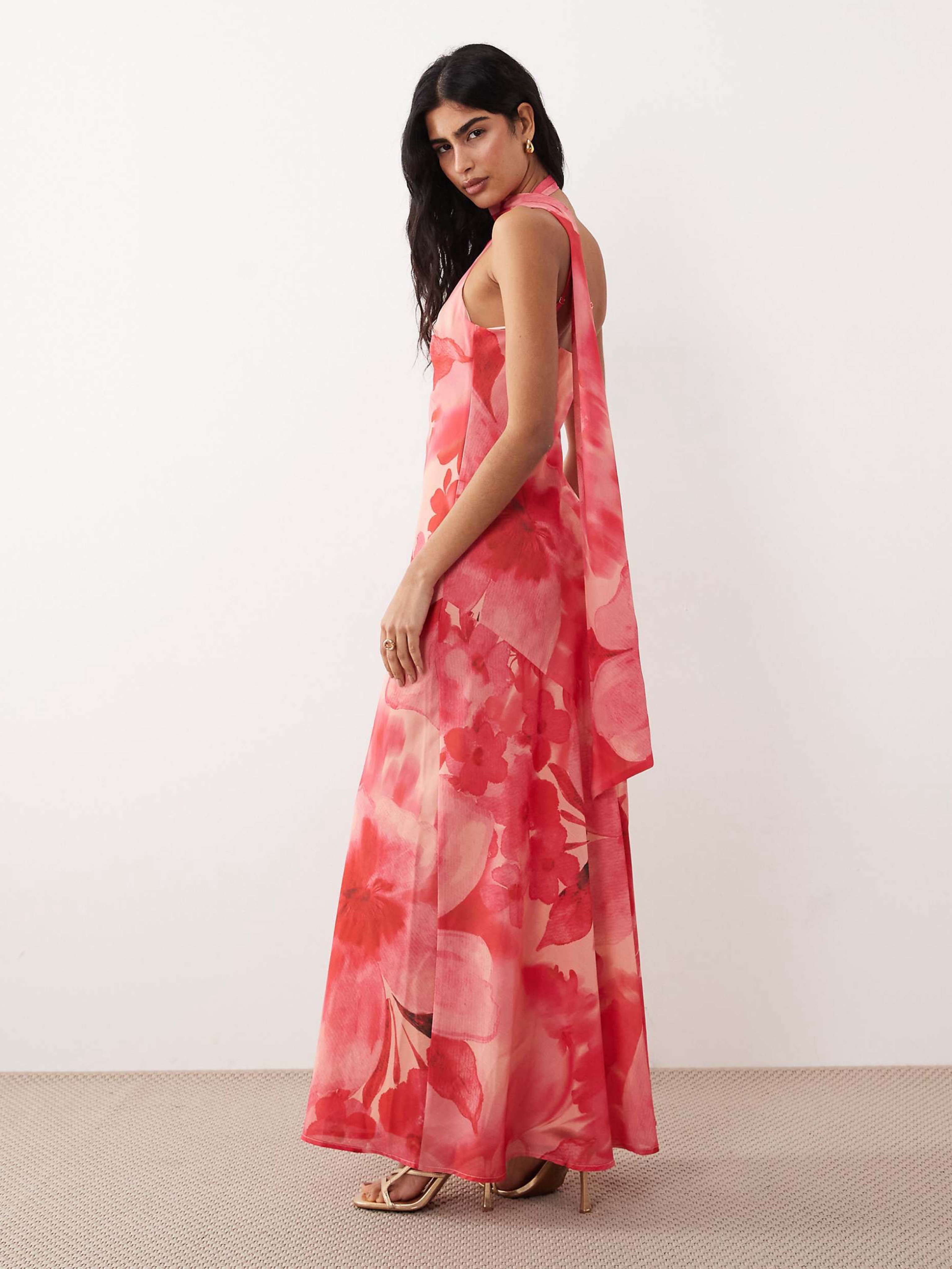 asos red one shoulder dress ASOS Design modal Draped One Shoulder Maxi Dress in red-Multi