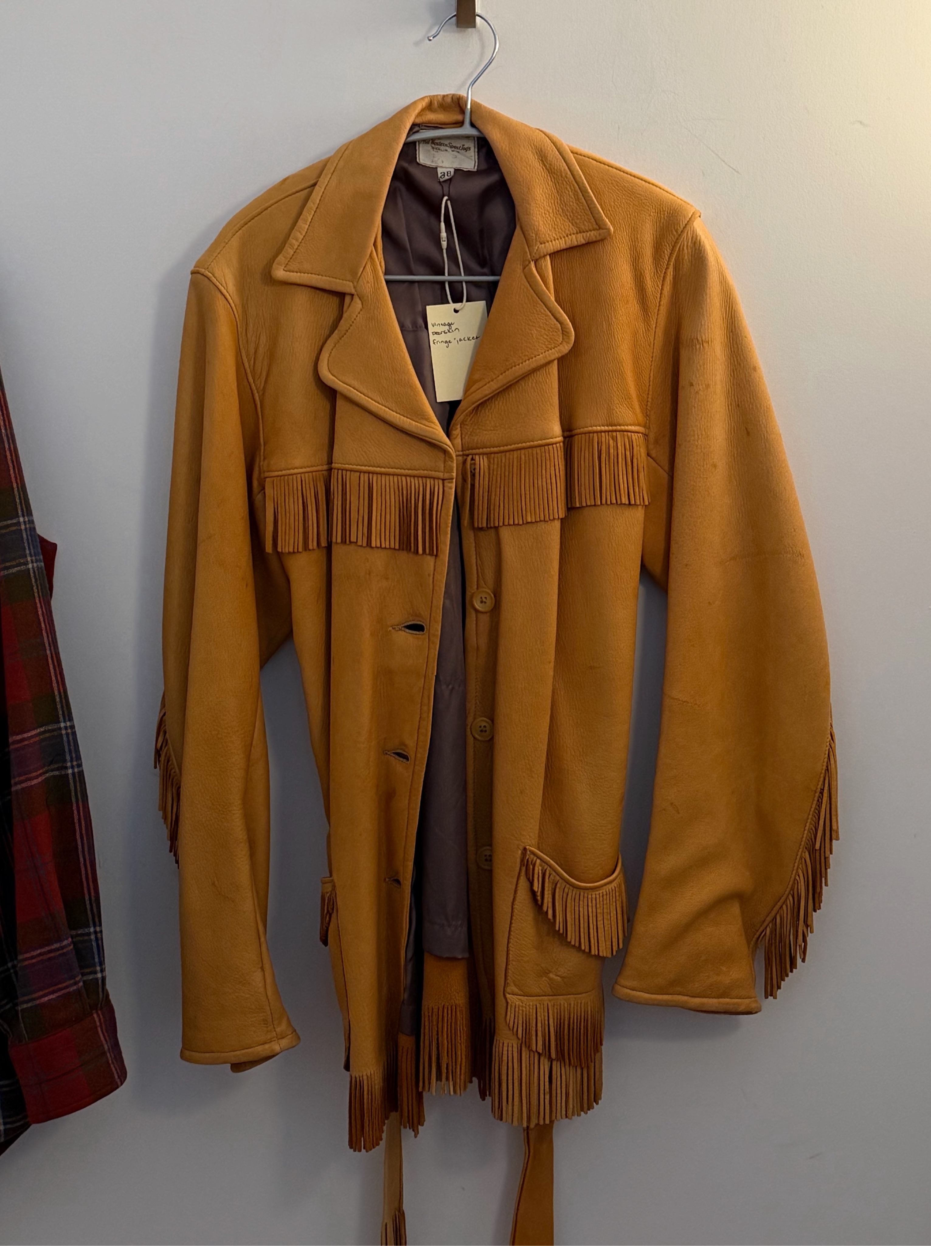 Vintage leather fringe jacket