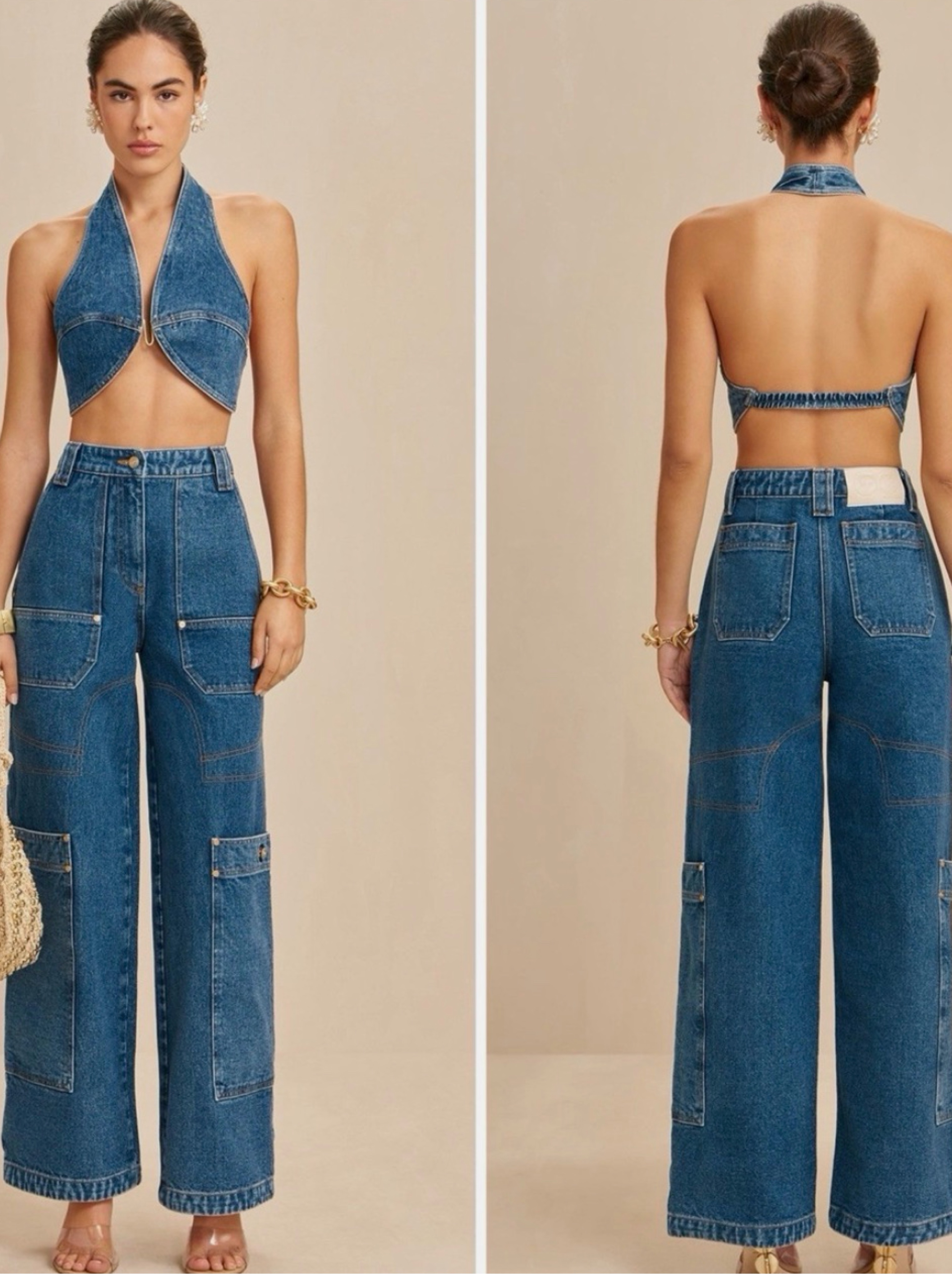 Cult Gaia Denim Halter top by Cult Gaia - Pickle