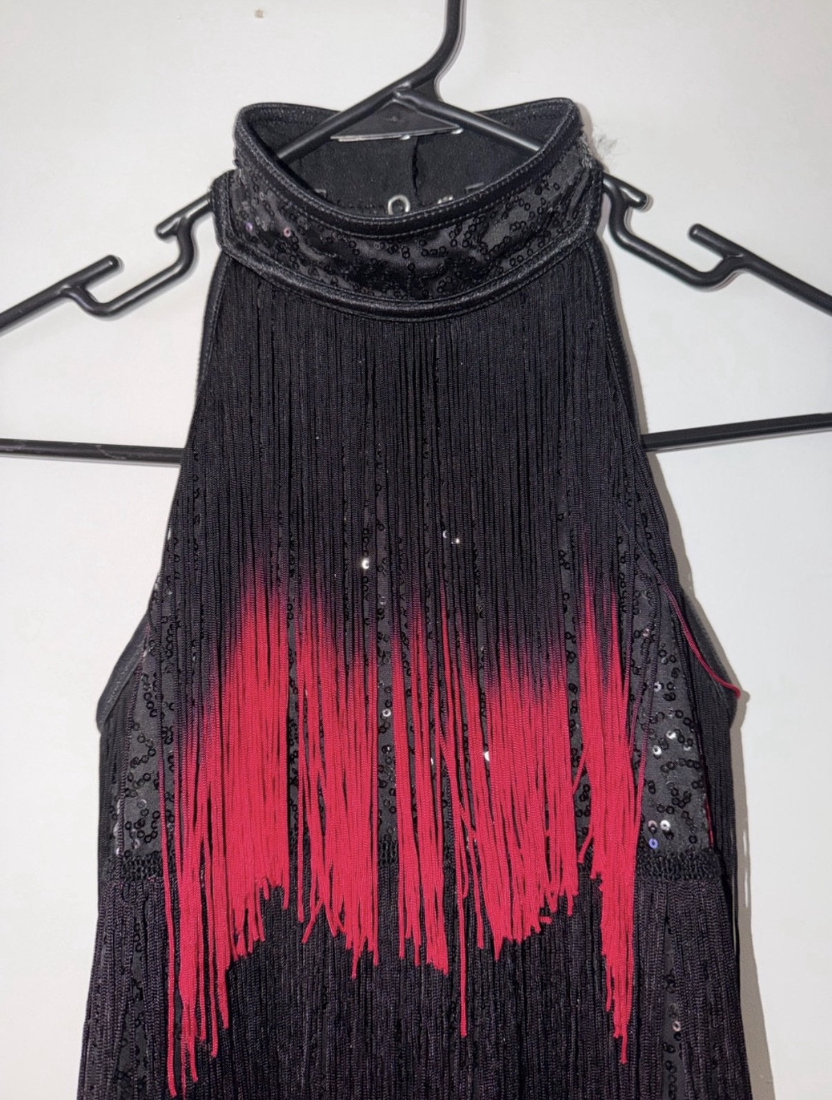 Weissman Black Red Fringe Halter Dress by Weissman - Pickle
