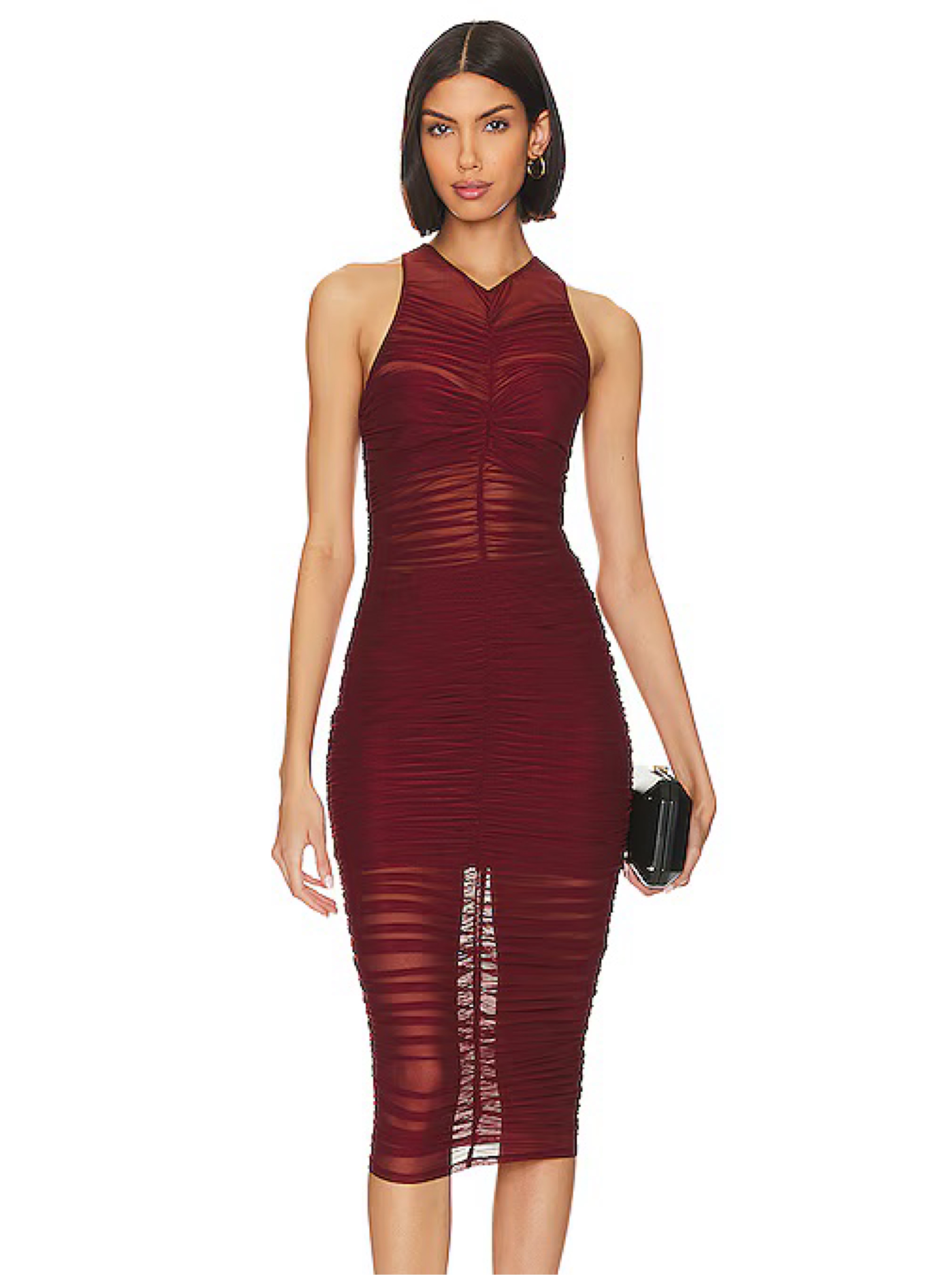 Fleur Du Mal Ruched Front High Neck Dress
