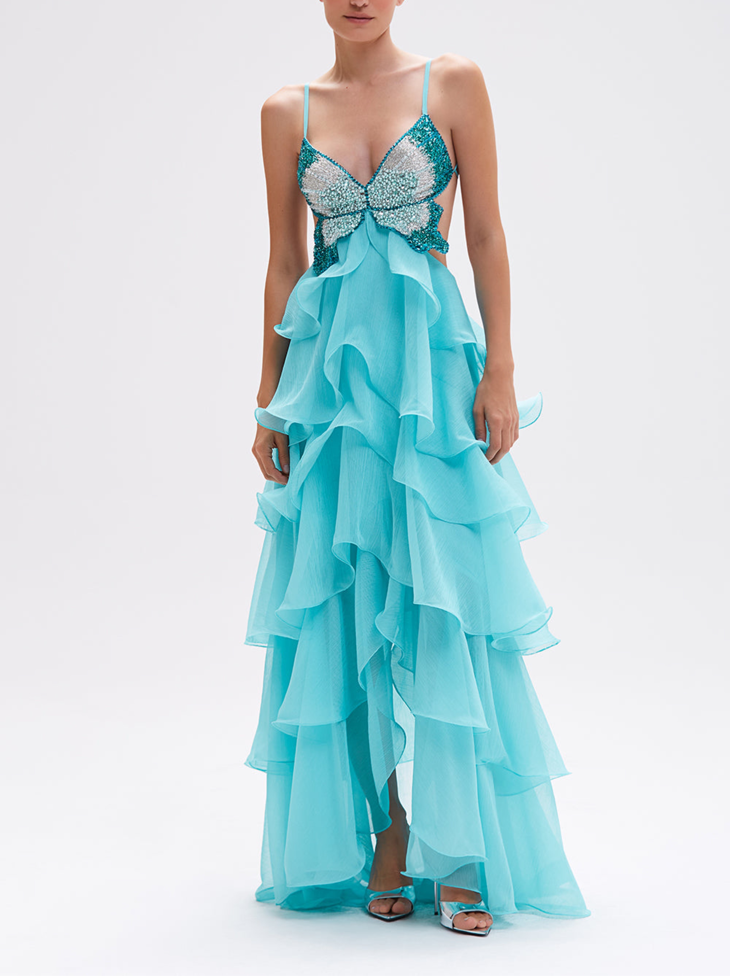 PatBo Butterfly Chiffon Lovestruck Blue Dress