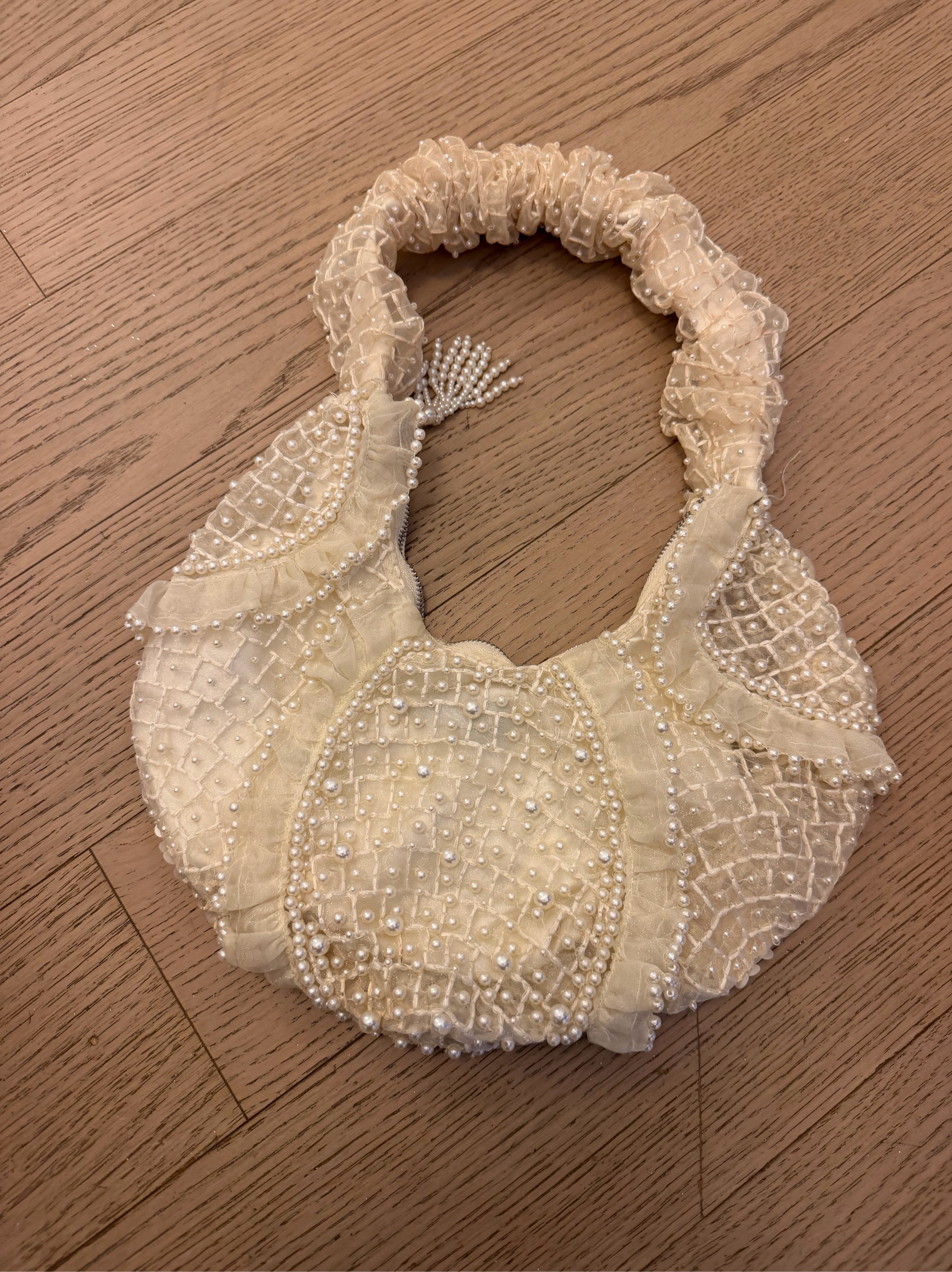 SOLD Zara Cream Pearl Beaded Evening Bag
